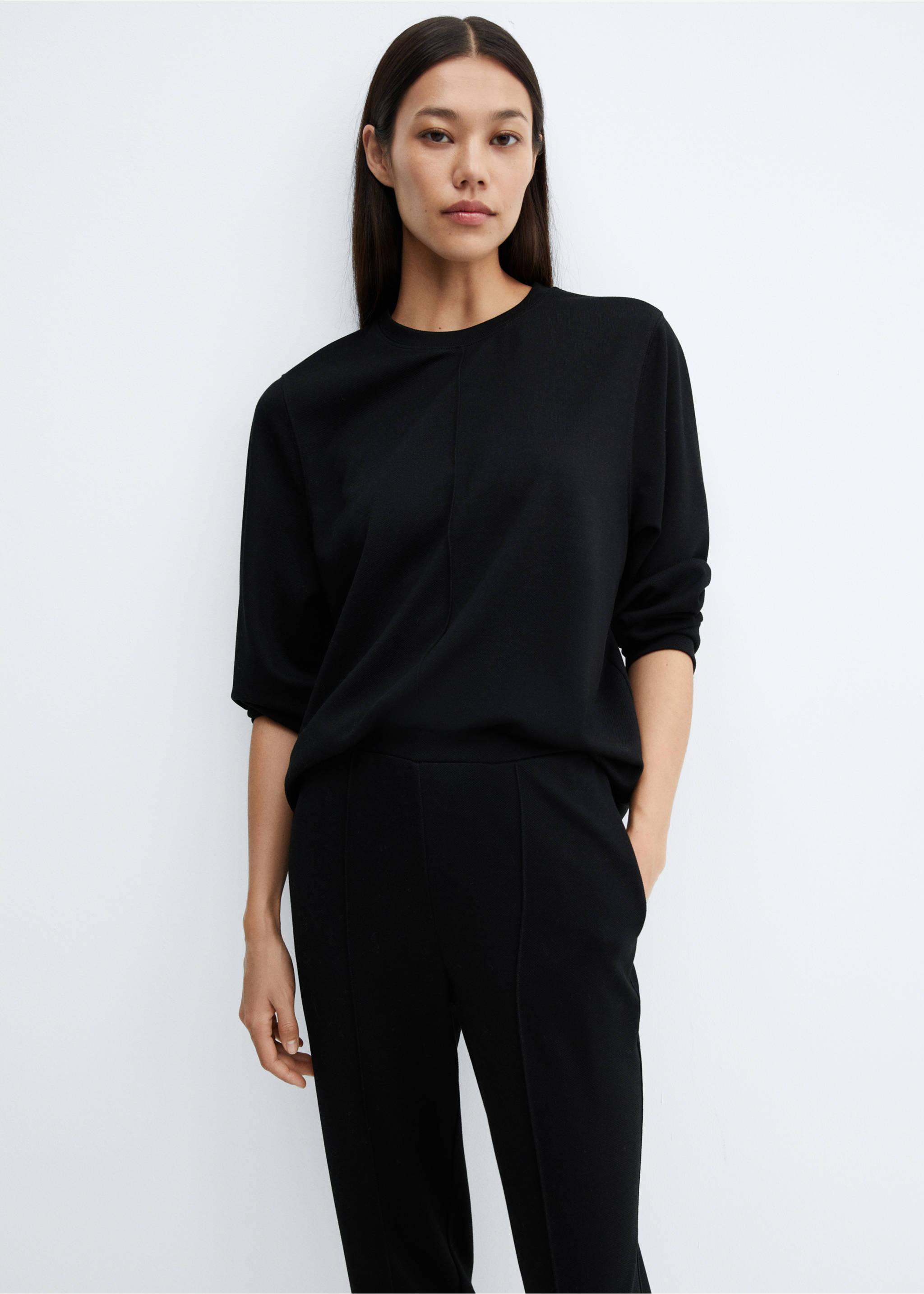 Decorative stitching sweatshirt - Medium plane, Black. Ref: 57096711-00.