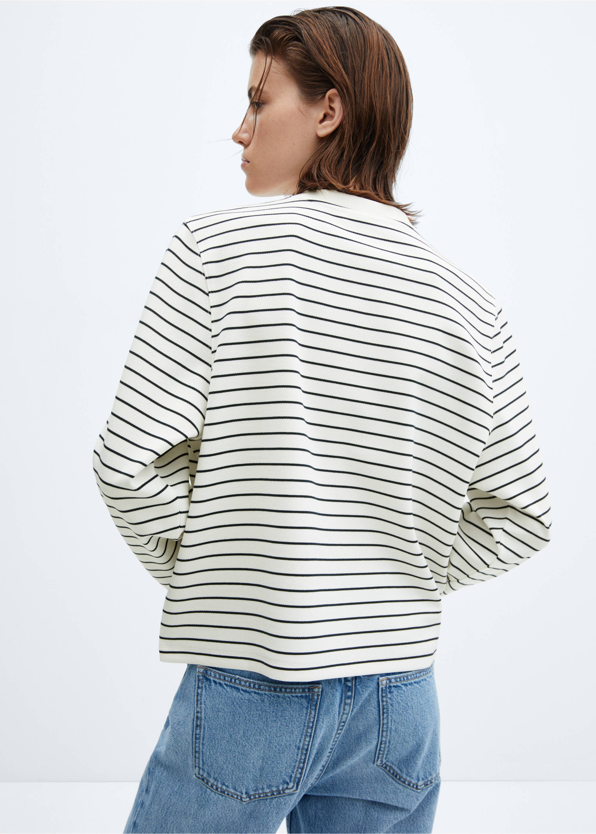 Striped sweatshirt - Reverse of the article, Blue. Ref: 57096712-00.