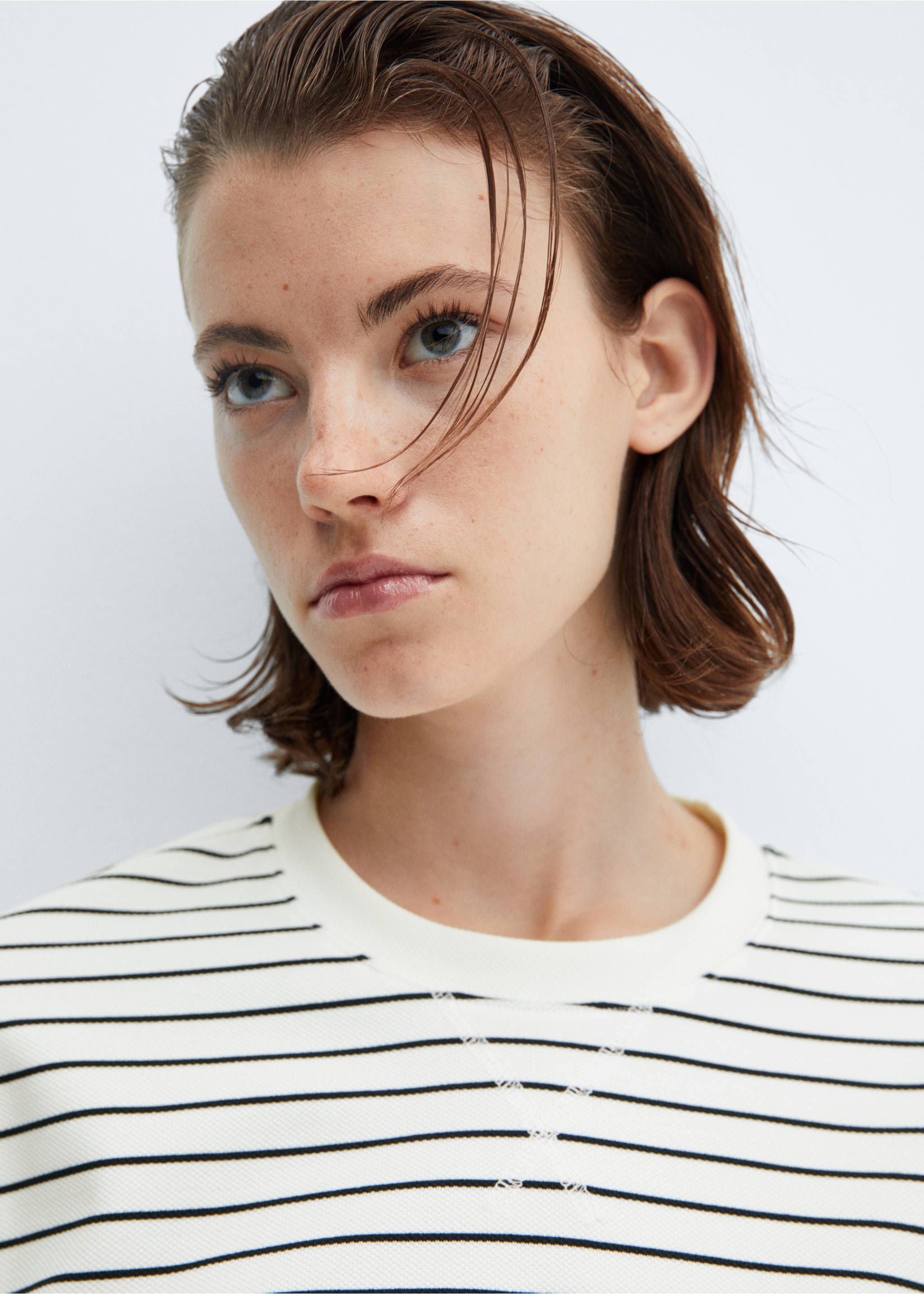 Striped sweatshirt - Details of the article 1, Blue. Ref: 57096712-00.
