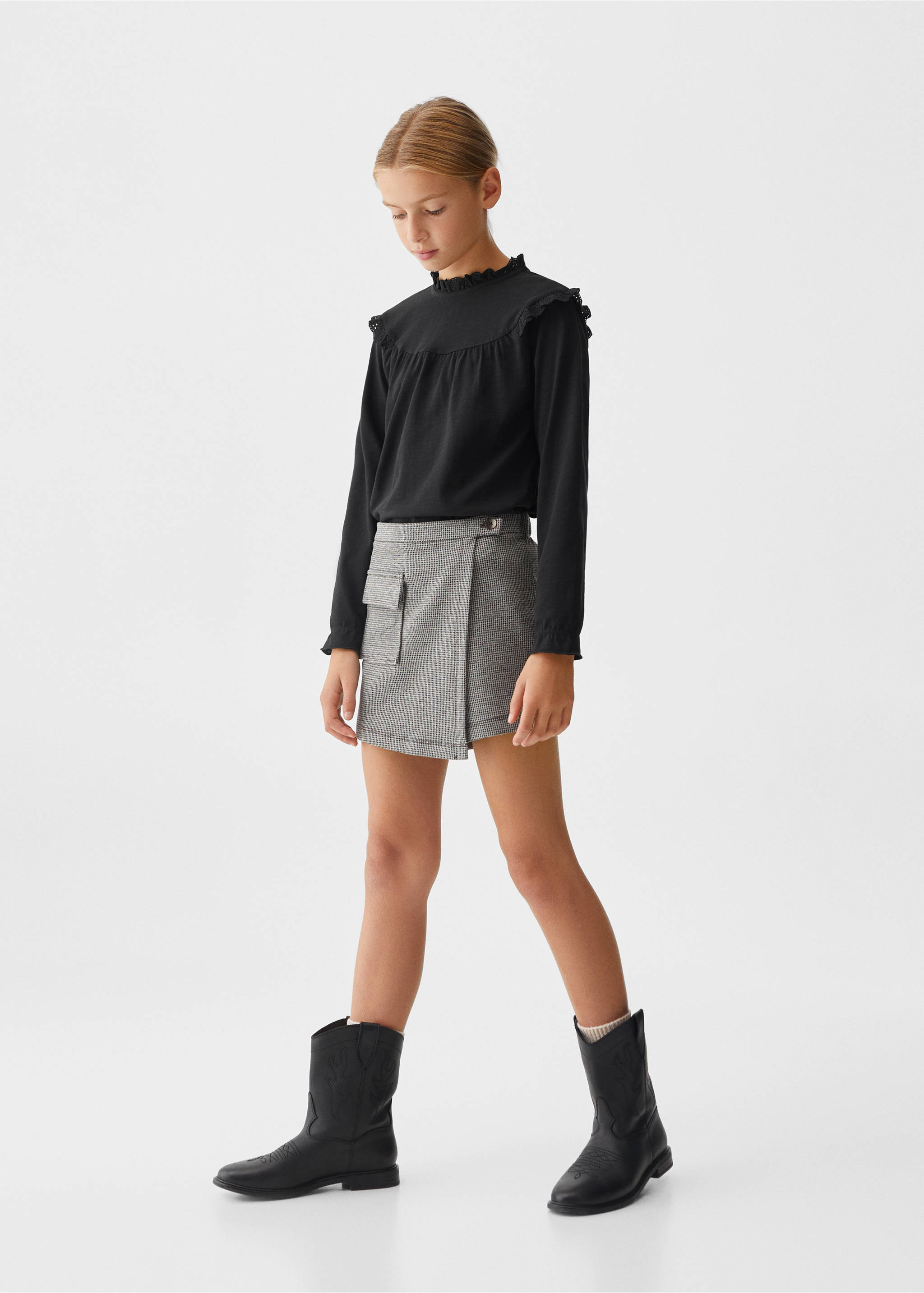 Houndstooth skirt trousers - General plane, Black. Ref: 57096718-00.