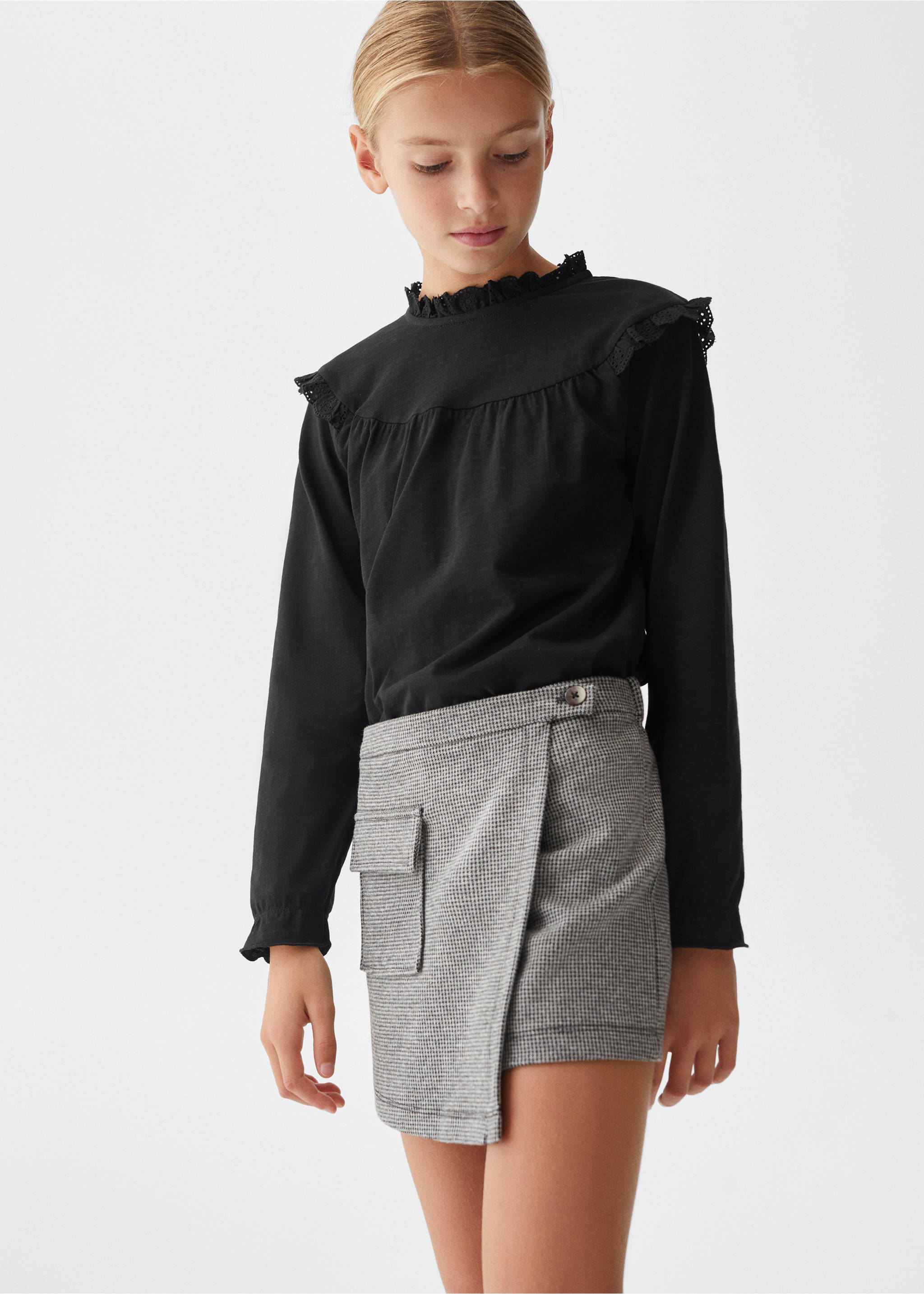 Houndstooth skirt trousers - Medium plane, Black. Ref: 57096718-00.