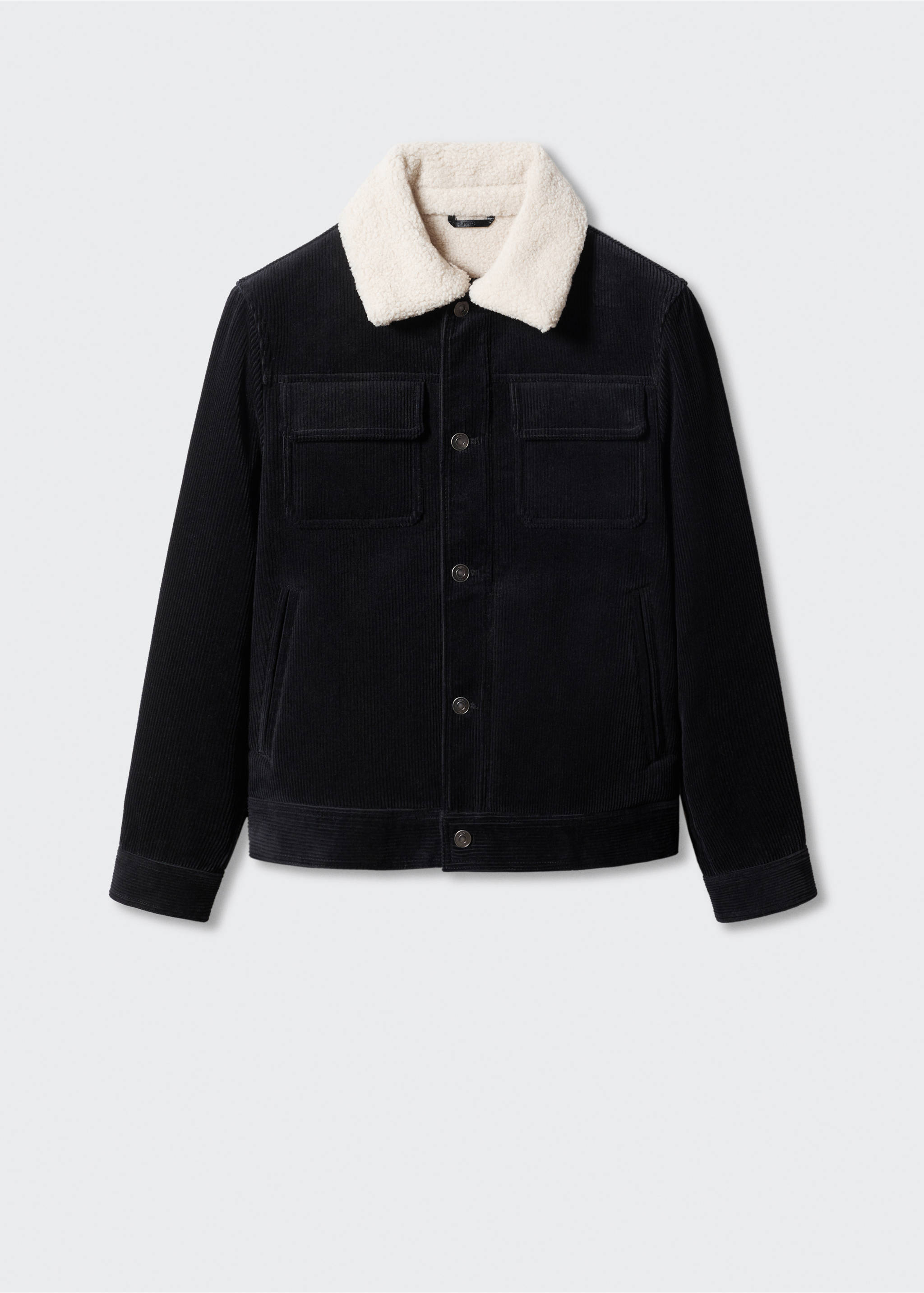 Corduroy jacket with shearling-effect lining - Article without model, Navy. Ref: 57097701-00.