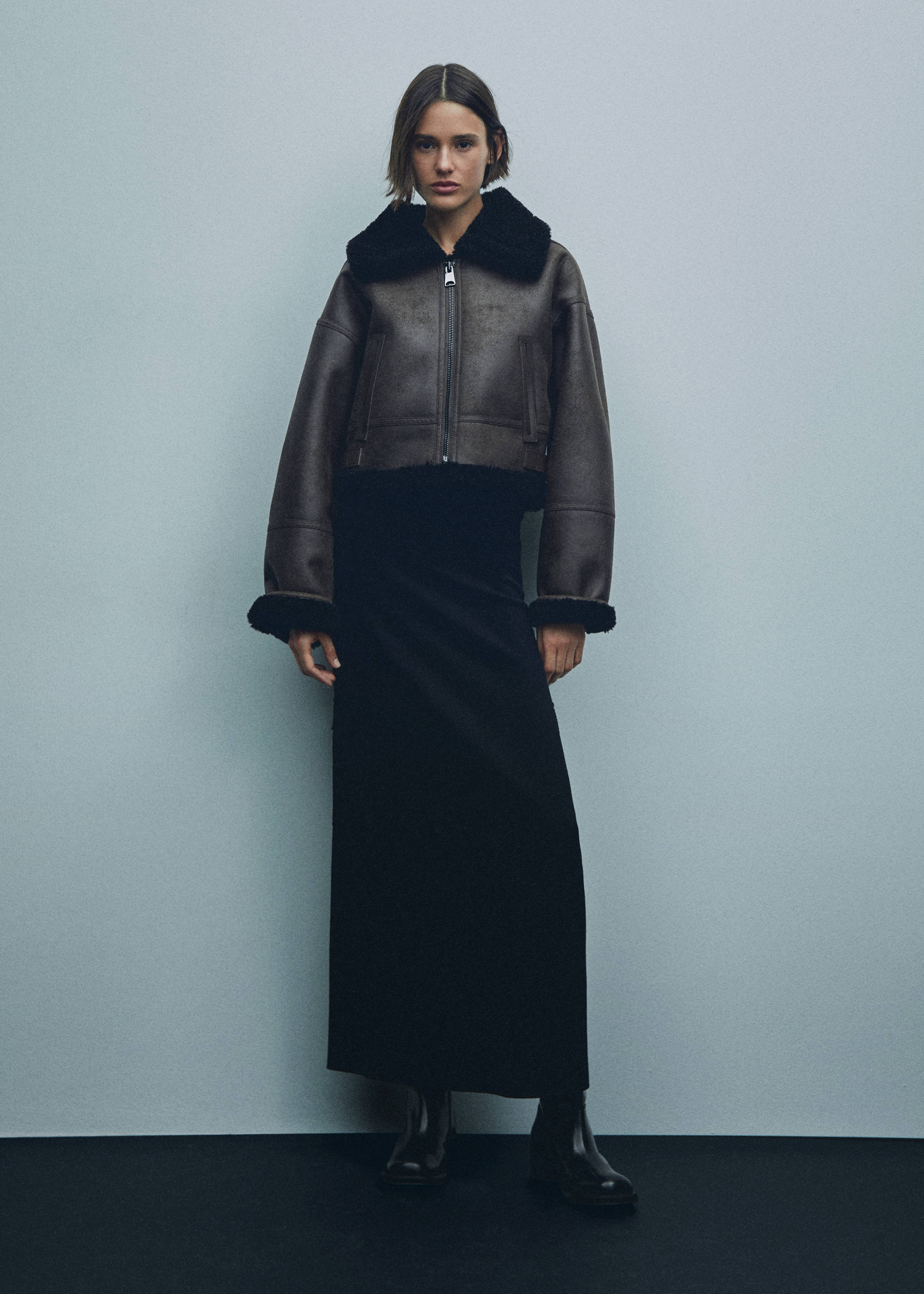 Shearling-effect lined short jacket - Details of the article 7