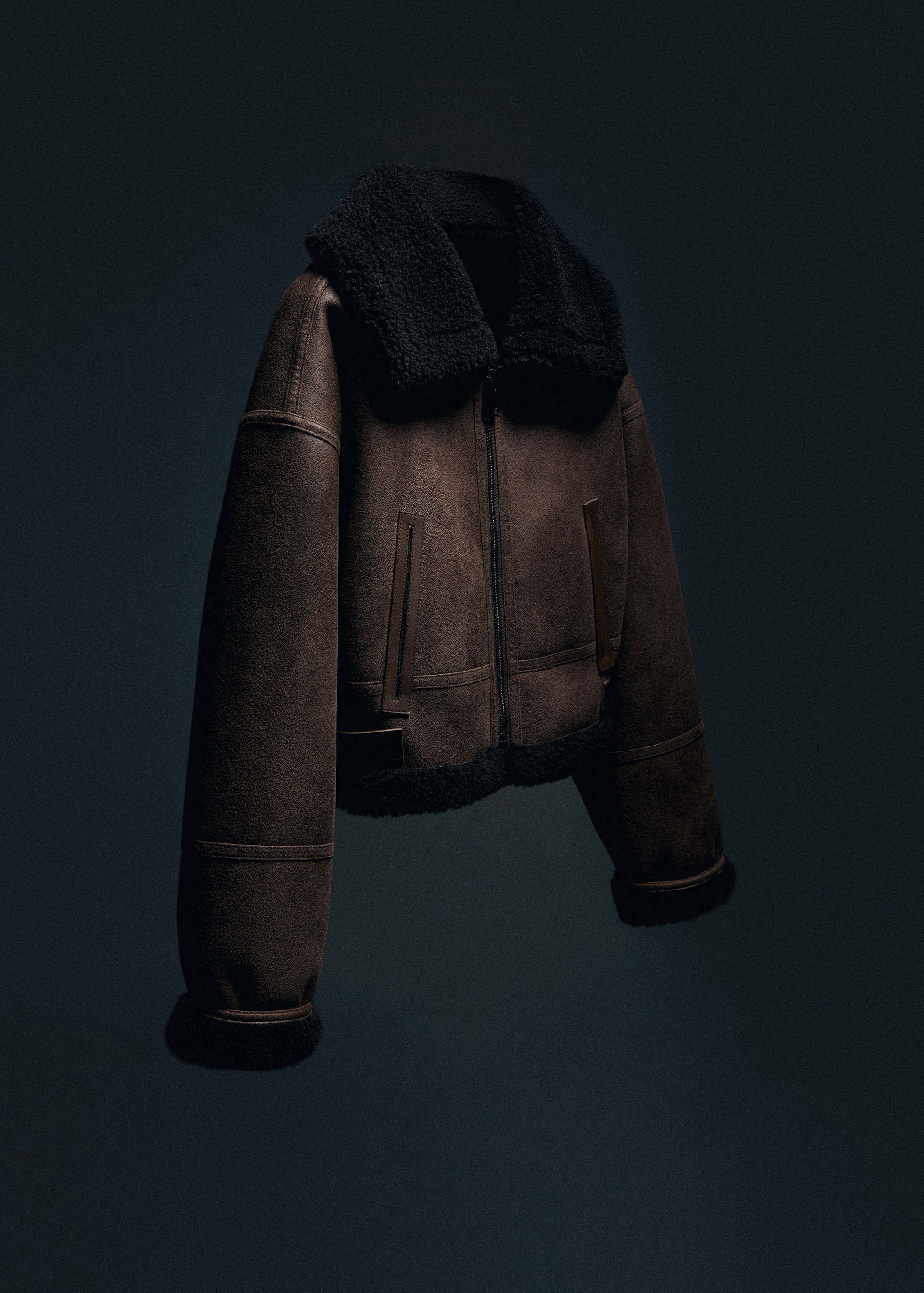 Shearling-effect lined short jacket - Details of the article 9
