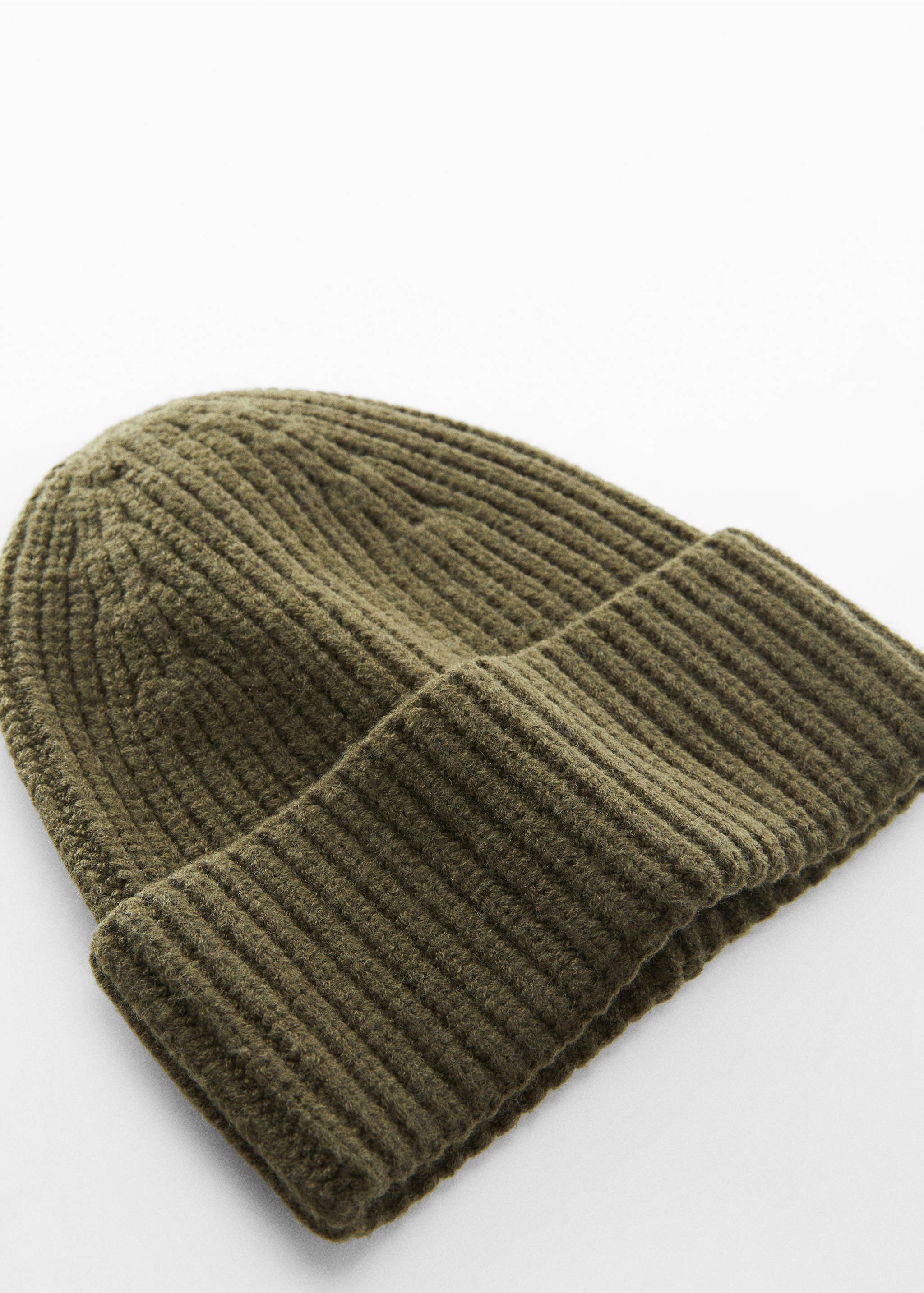 Strickmütze aus Wollgemisch - Mittlere Ansicht, Khaki. Ref: 57097714-00.