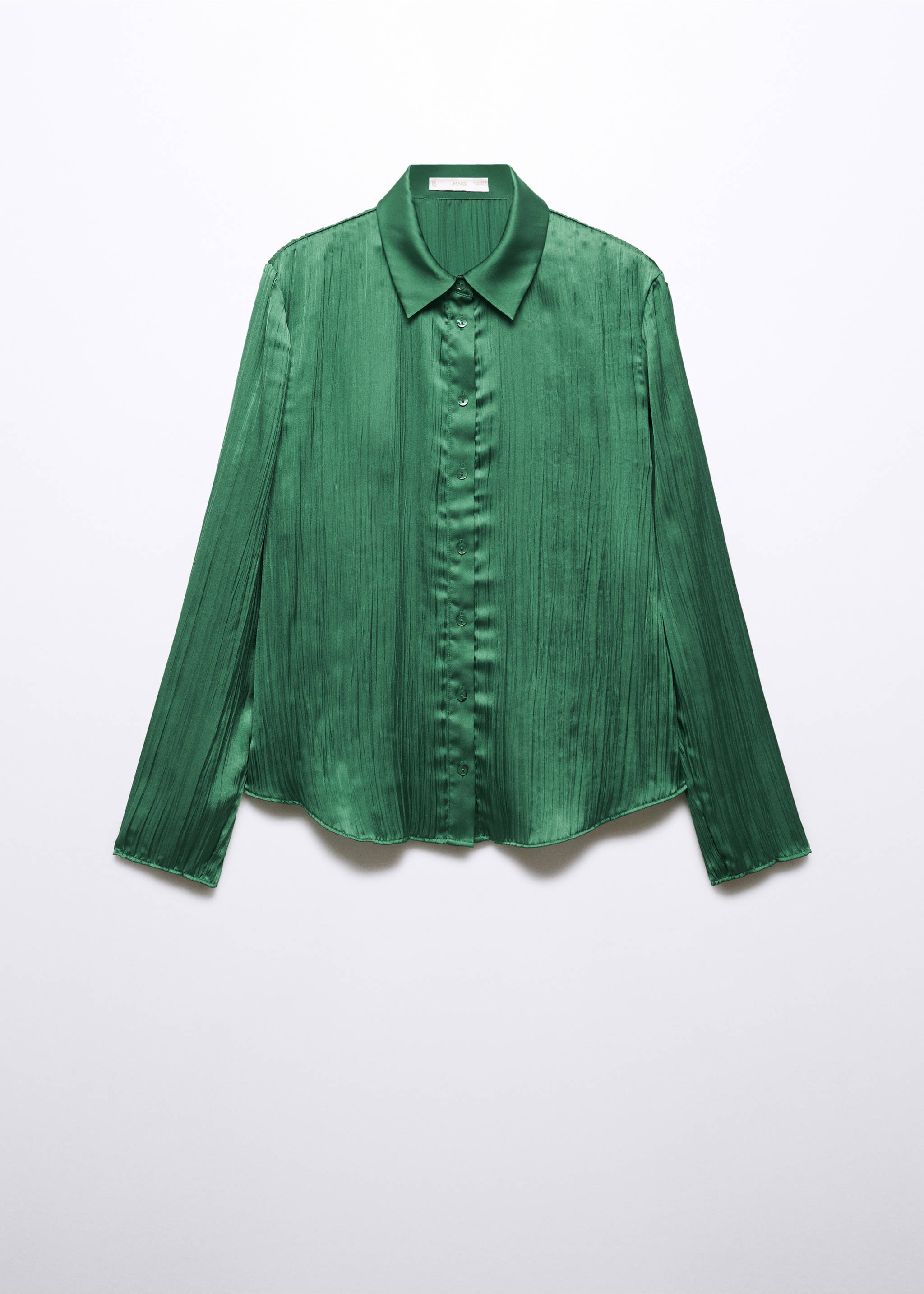 Chemise plissée satinée - Article sans modèle, Vert. Ref: 57097718-00.