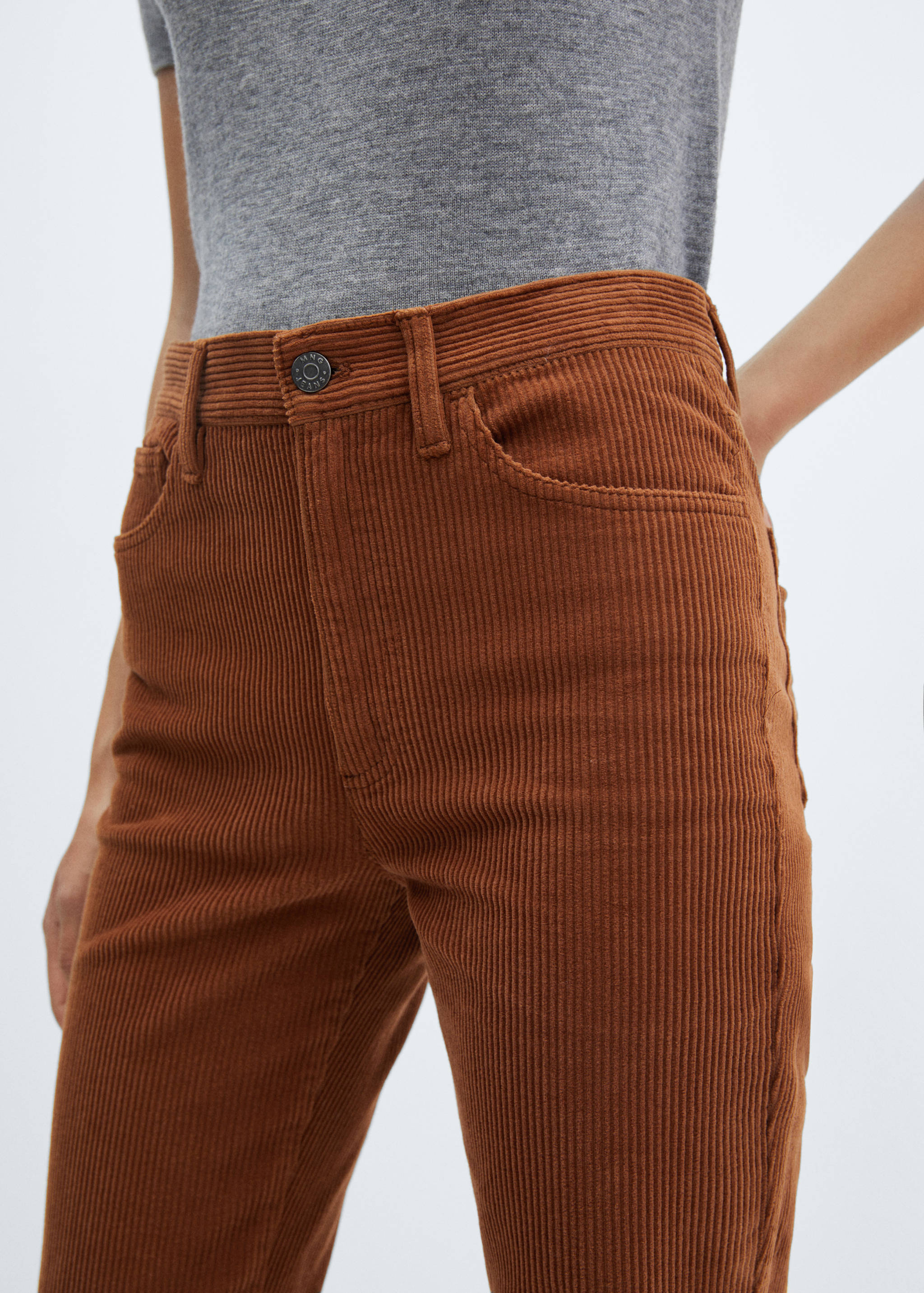 Straight-fit mid-rise corduroy trousers - Details of the article 6