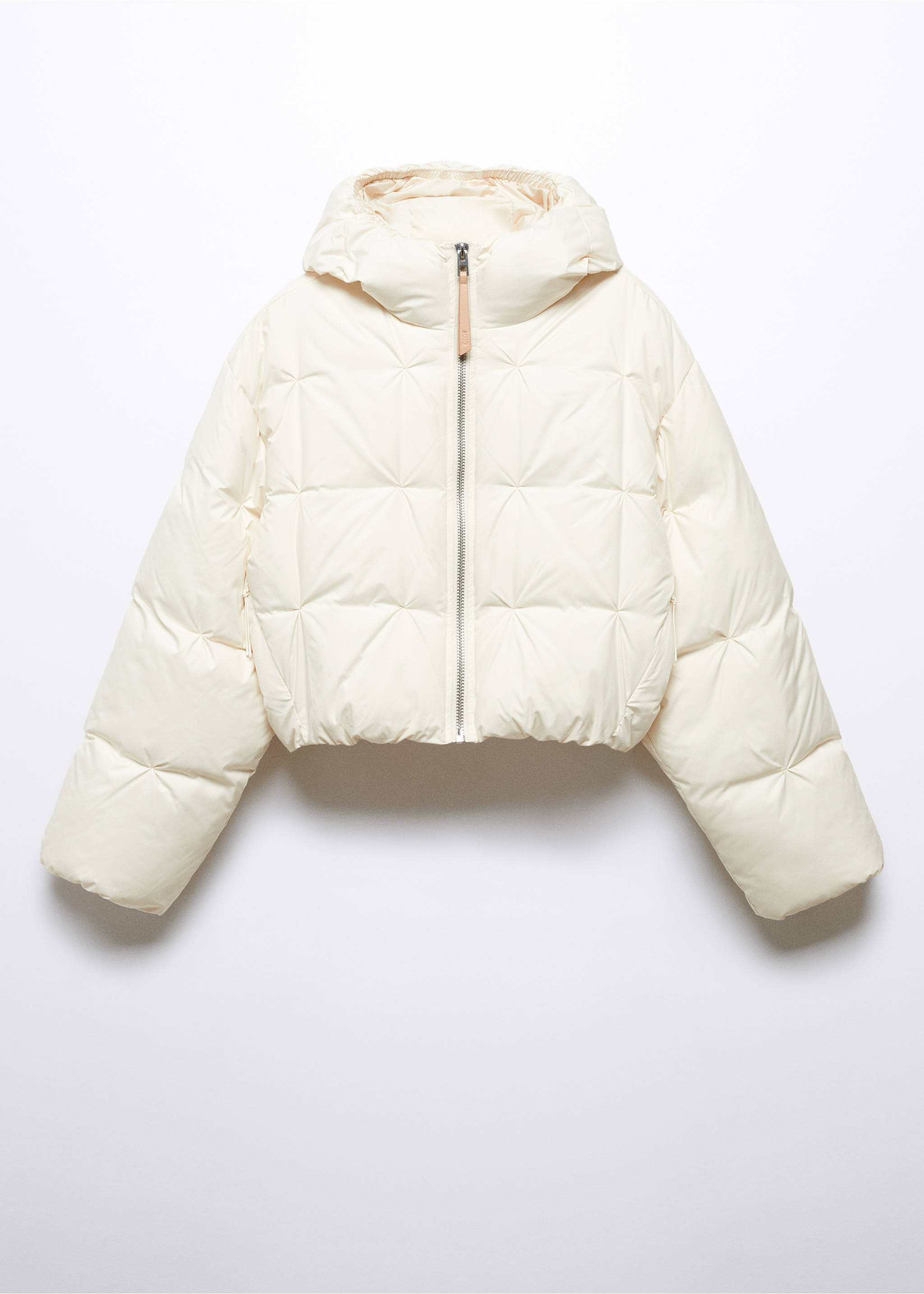 Short padded hooded anorak - Article without model, Ecru. Ref: 57097732-00.