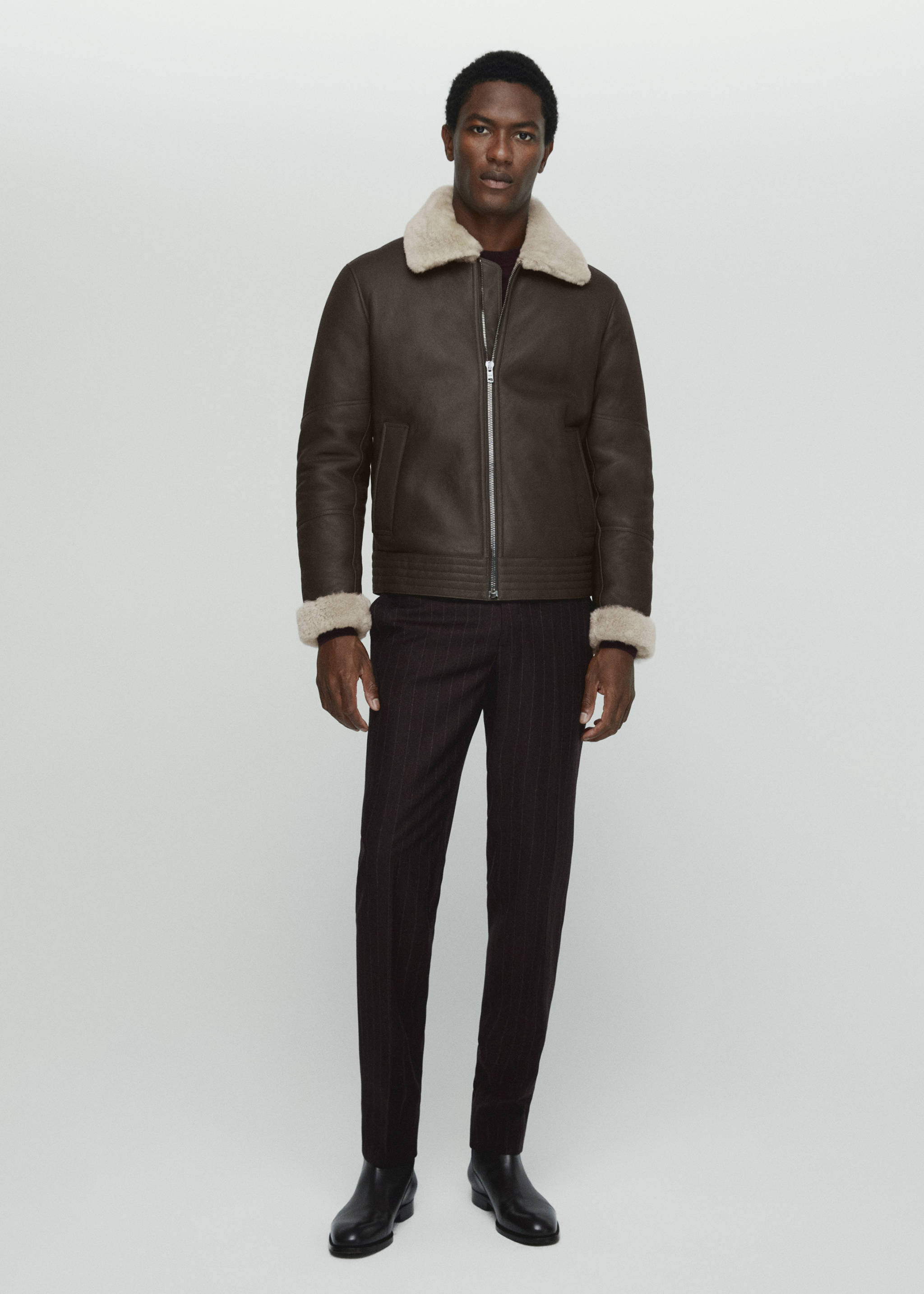Shearling-lined leather aviator jacket - General plane