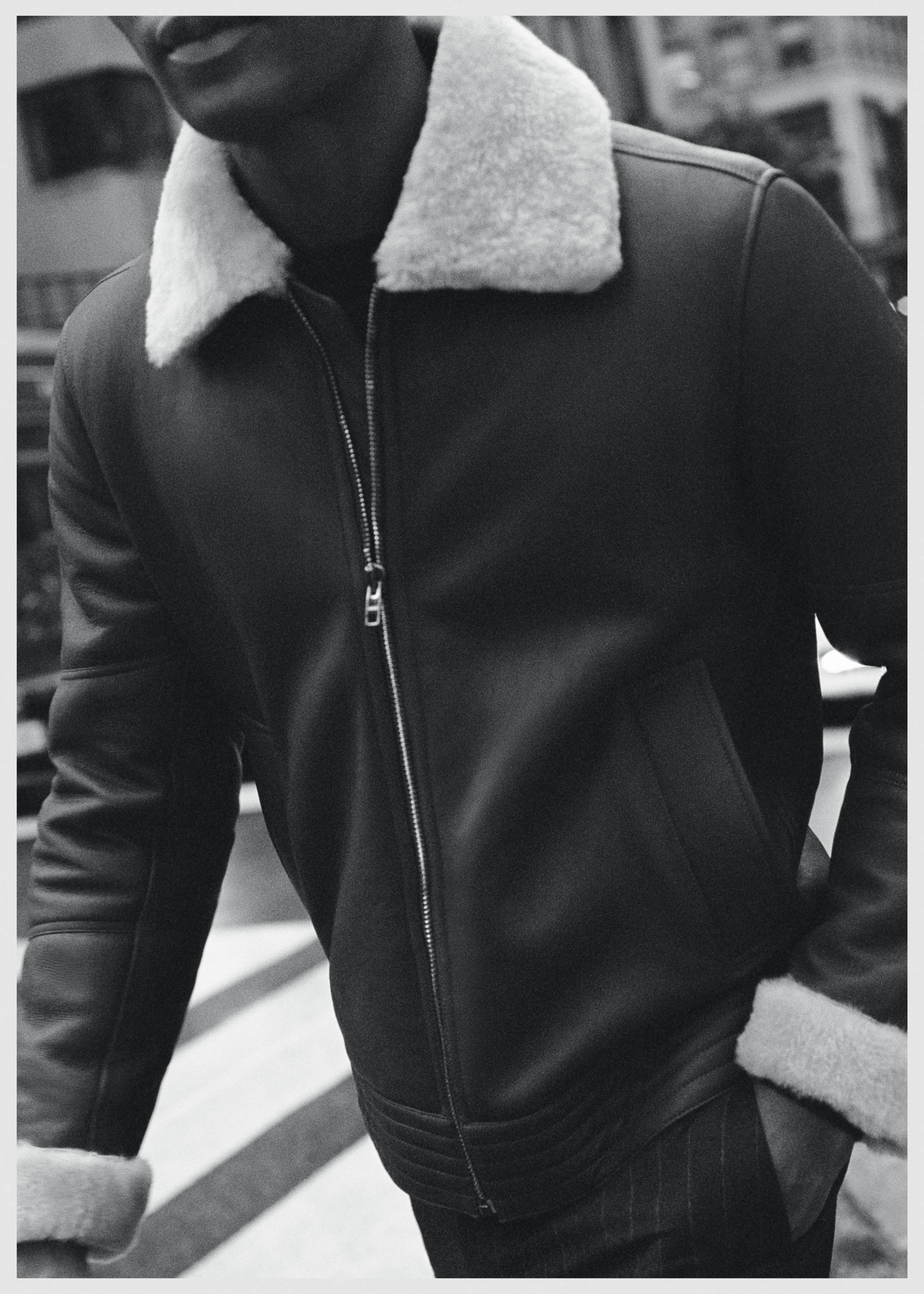Doubleface-Fliegerjacke aus Leder - Detail des Artikels 3, Grau. Ref: 57097897-00.