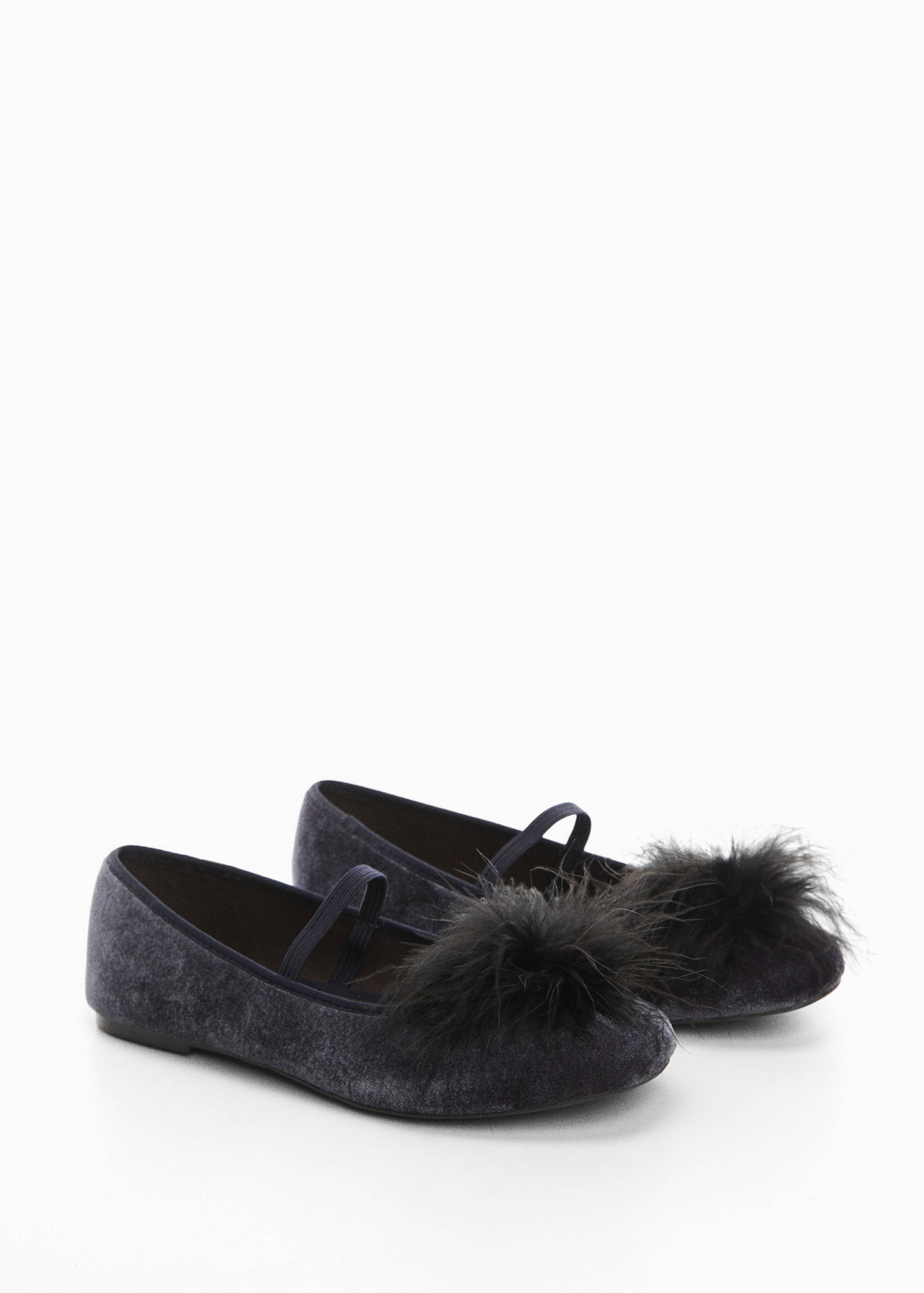 Samt-Ballerina mit Pompon - Mittlere Ansicht