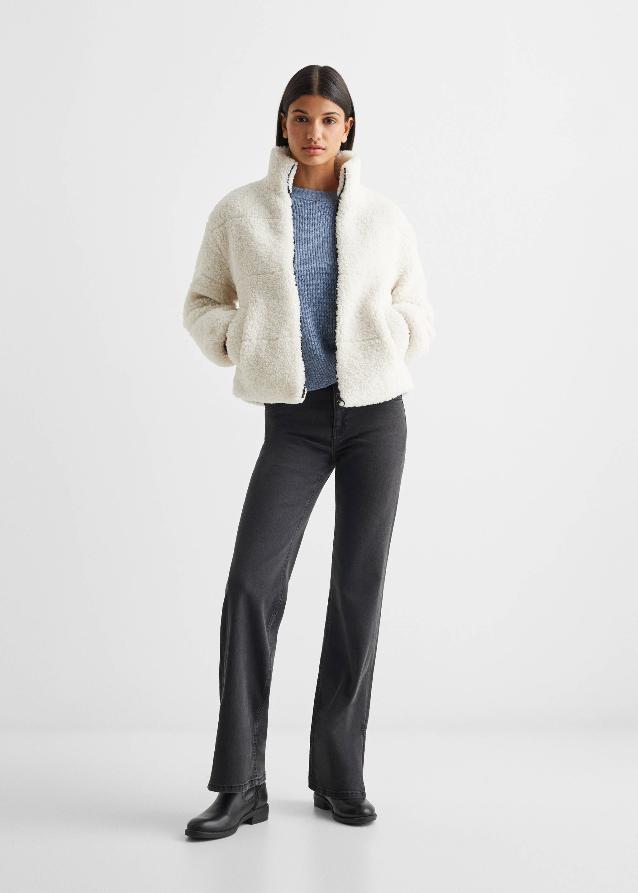 Shearling-effect coat - General plane