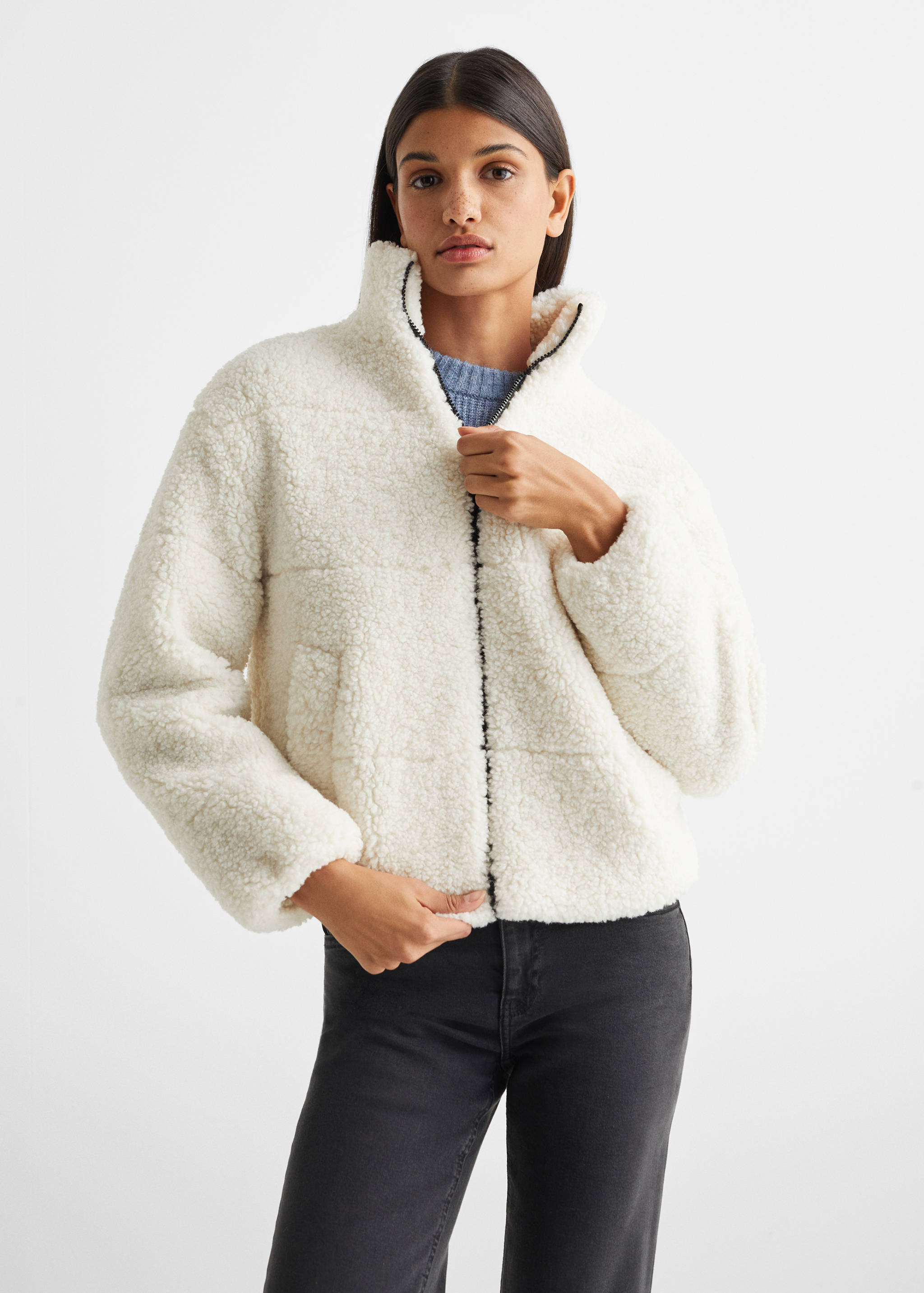 Shearling-effect coat - Medium plane