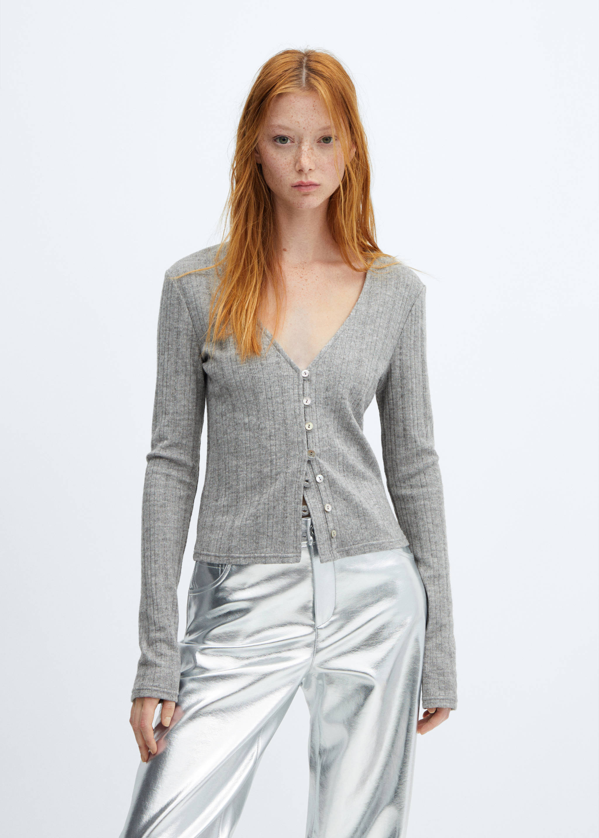 Long-sleeved knitted t-shirt - Medium plane