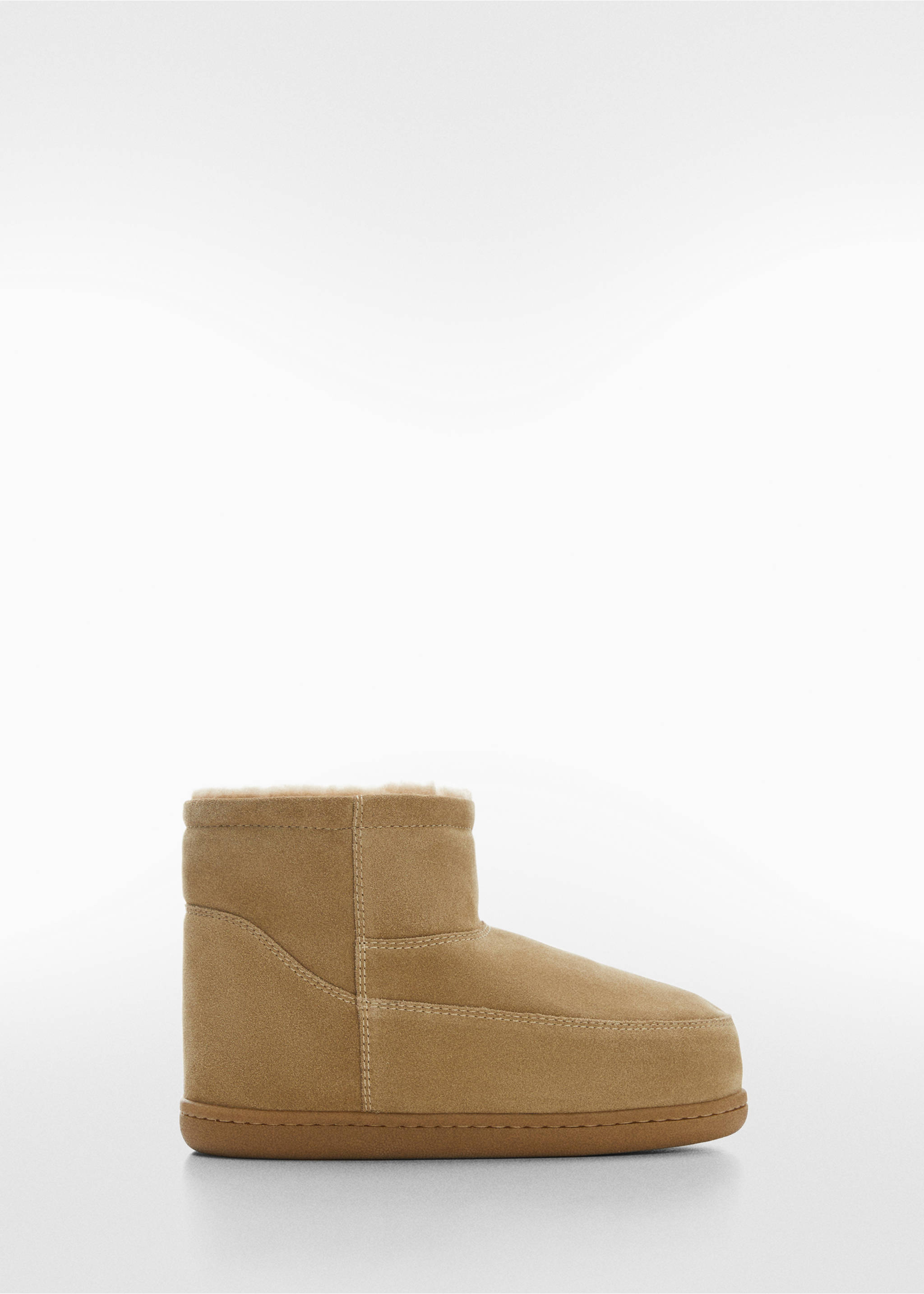 Bottines cuir imitation mouton - Article sans modèle, Marron moyen. Ref: 57098272-00.