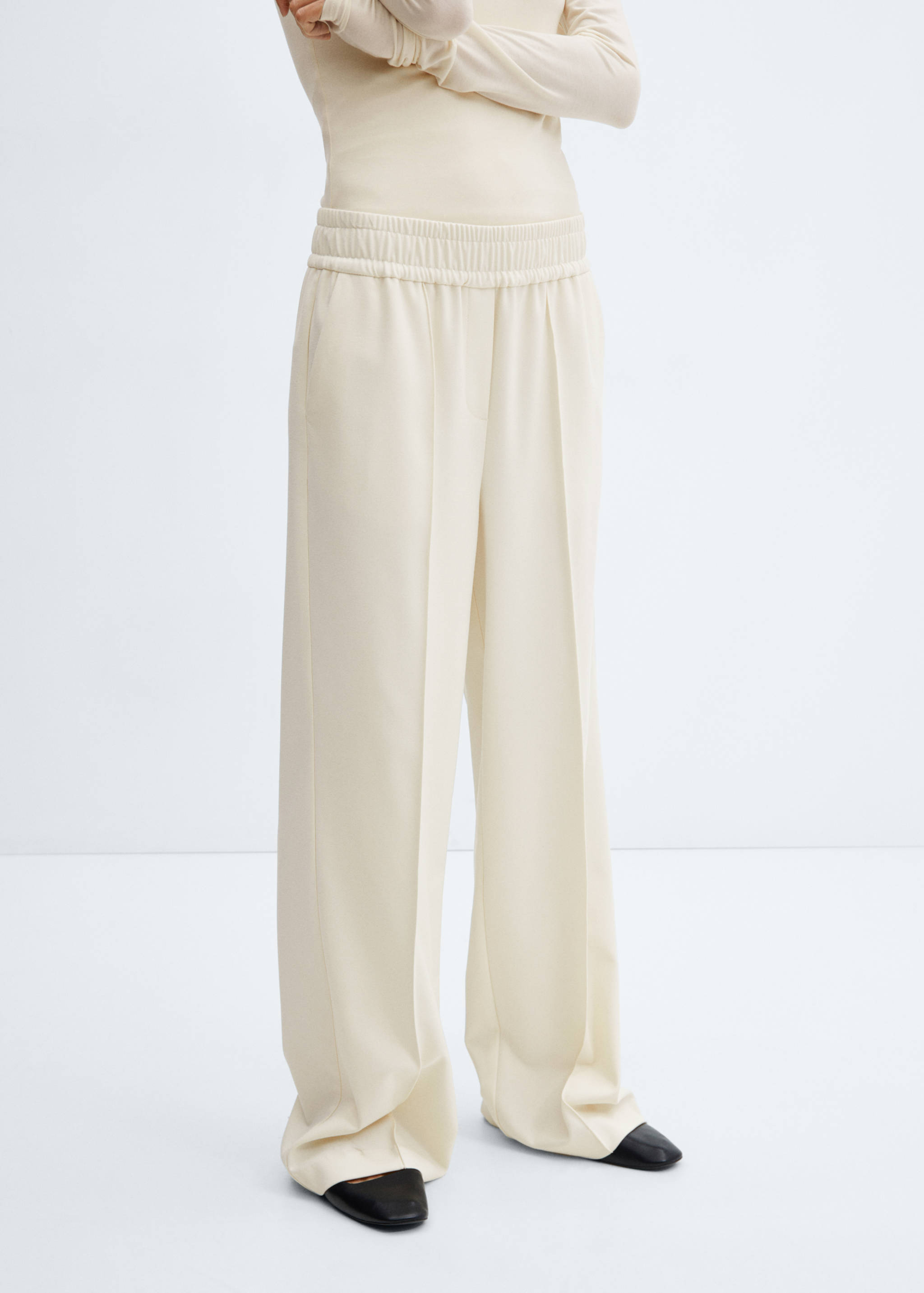 Wide leg trousers with elastic waist - Medium plane