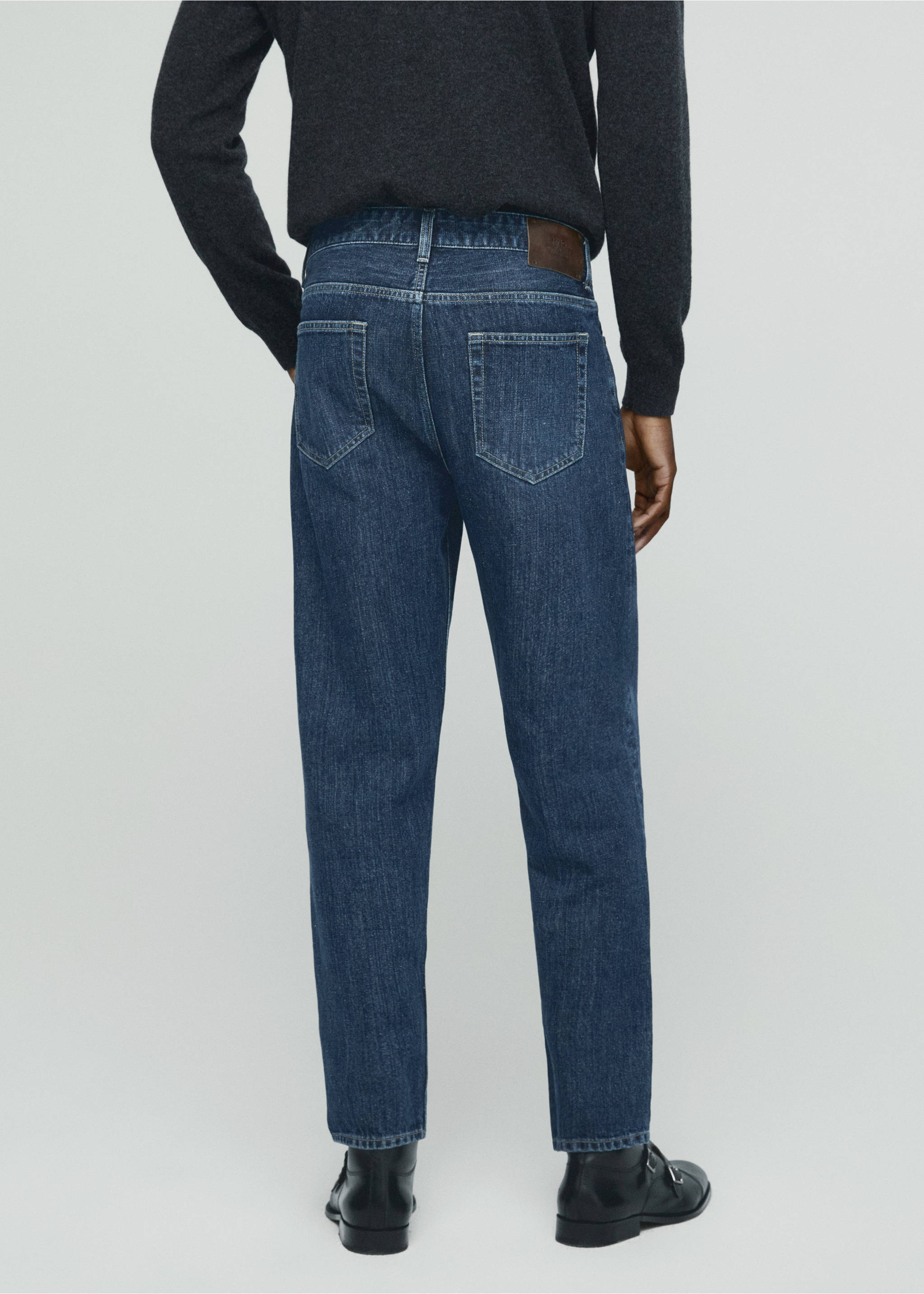 Straight Fit-Selvedge-Jeans - Rückseite des Artikels, Dunkelblau. Ref: 57098632-00.