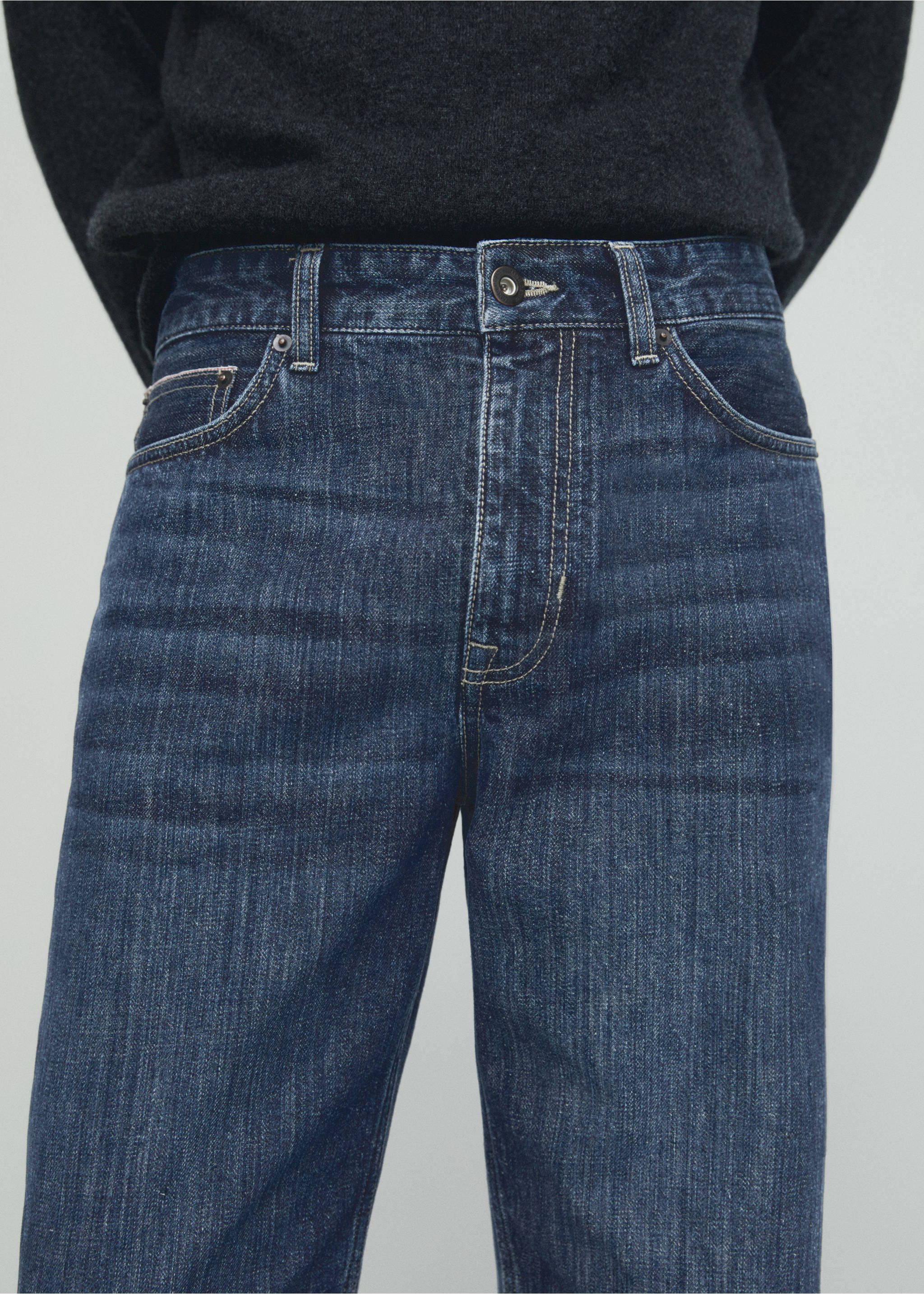 Straight Fit-Selvedge-Jeans - Detail des Artikels 1, Dunkelblau. Ref: 57098632-00.