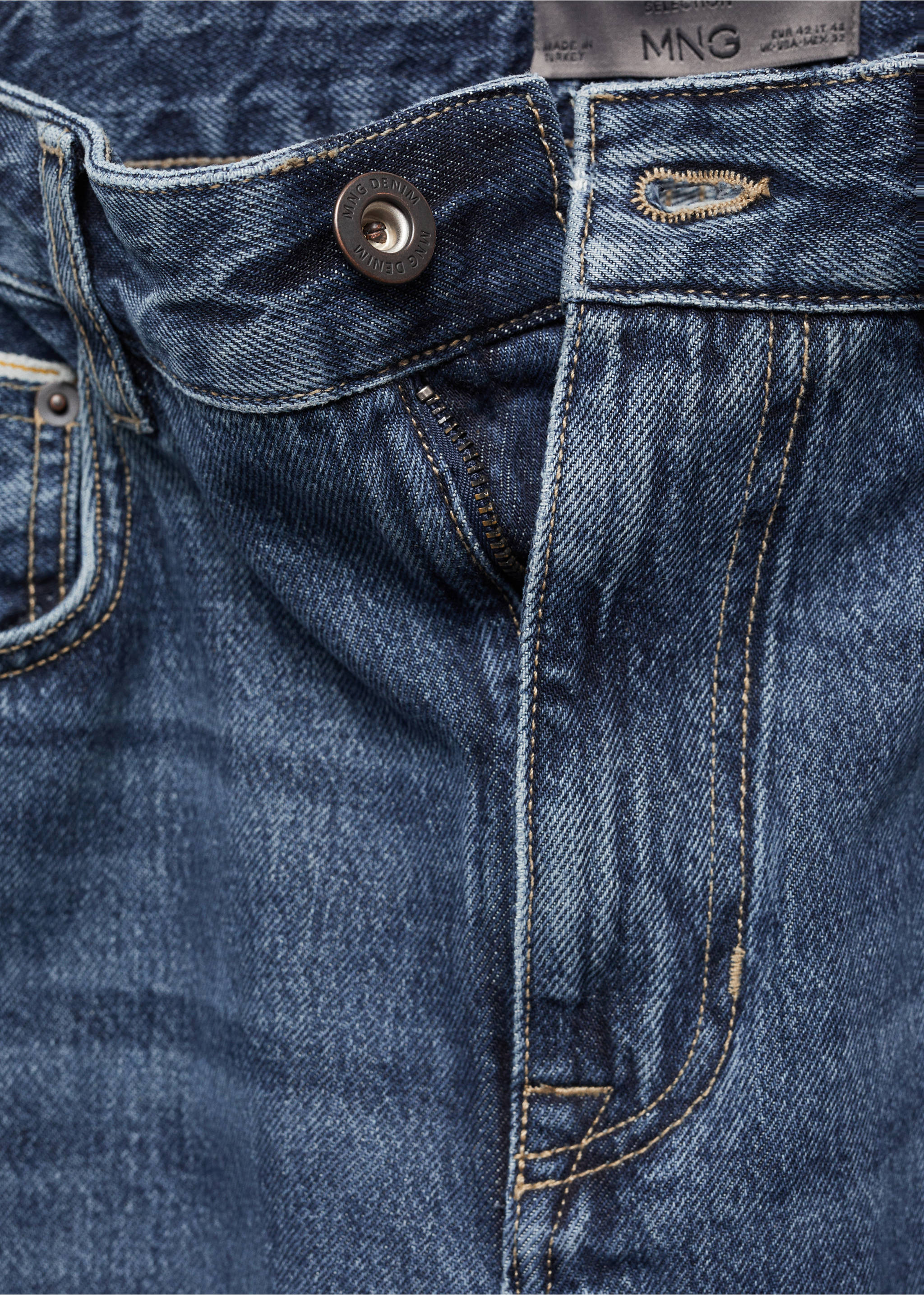 Straight Fit-Selvedge-Jeans - Detail des Artikels 8, Dunkelblau. Ref: 57098632-00.