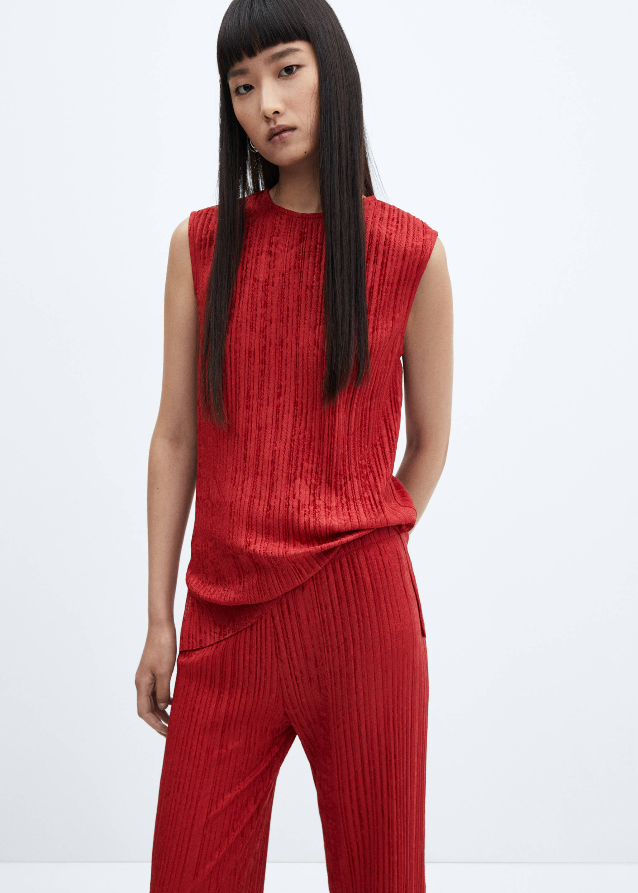 Pleated straight pants - Details of the article 1