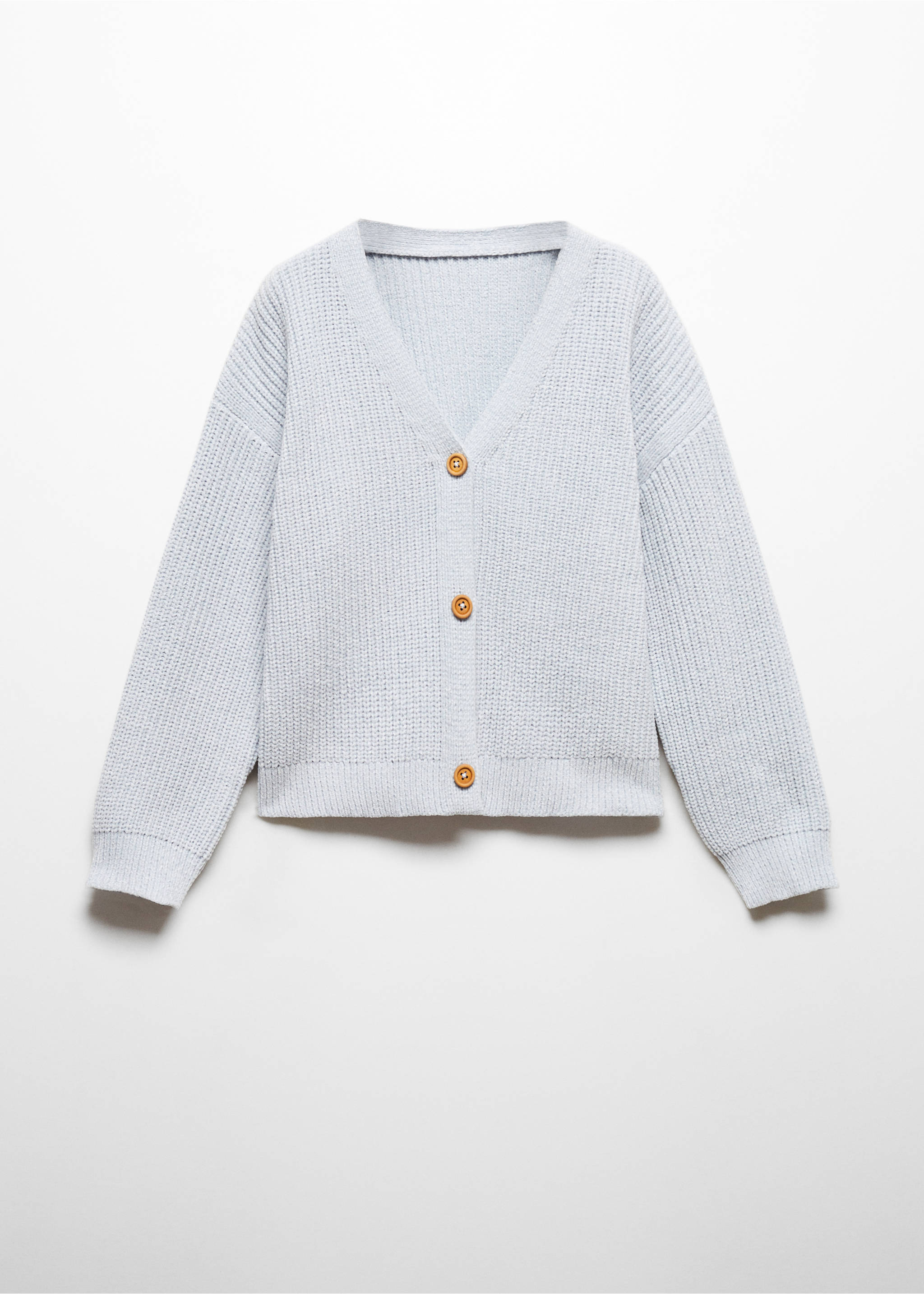 Chenille knitted cardigan - Article without model, Sky Blue. Ref: 57098638-00.