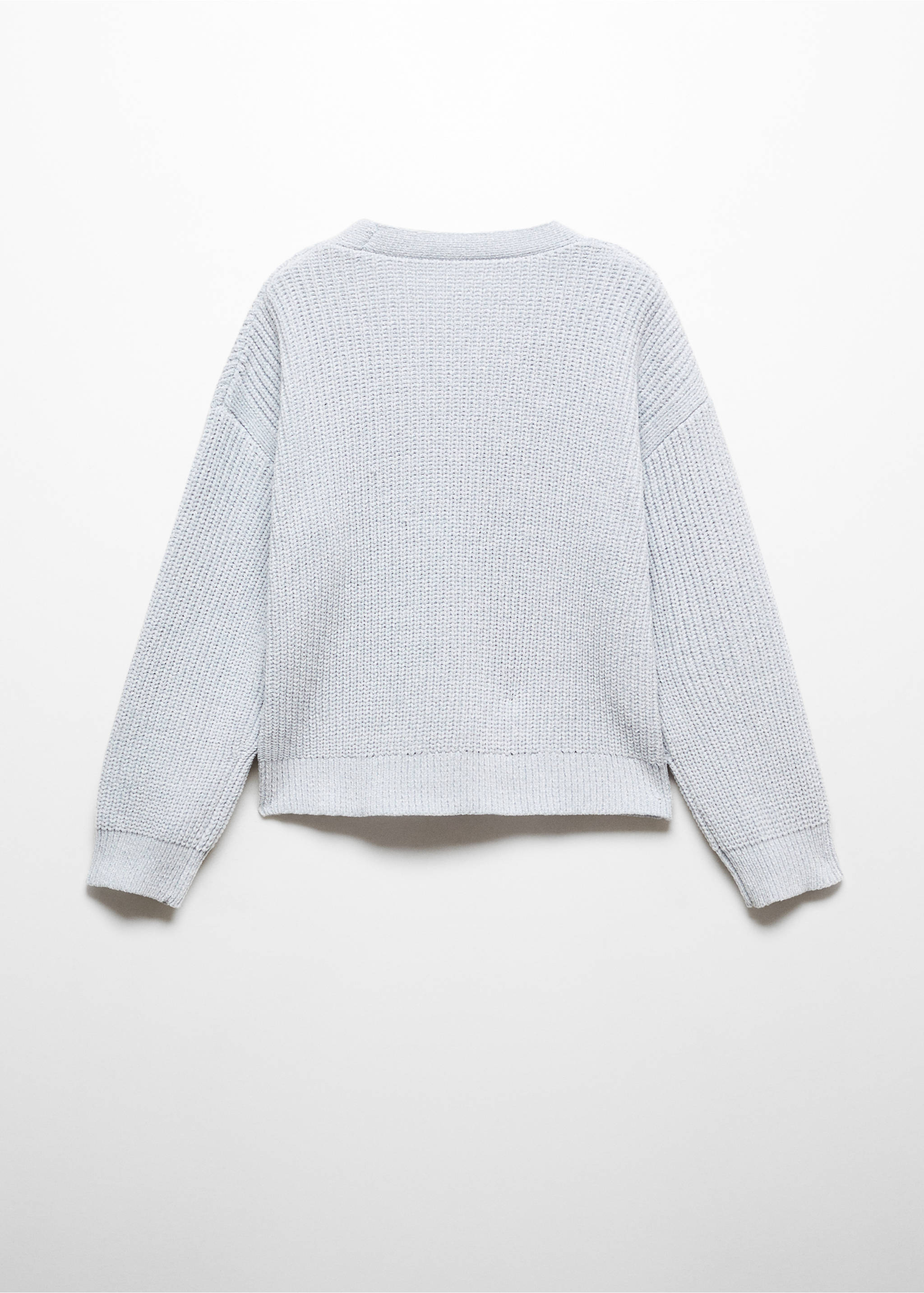 Chenille knitted cardigan - Reverse of the article, Sky Blue. Ref: 57098638-00.