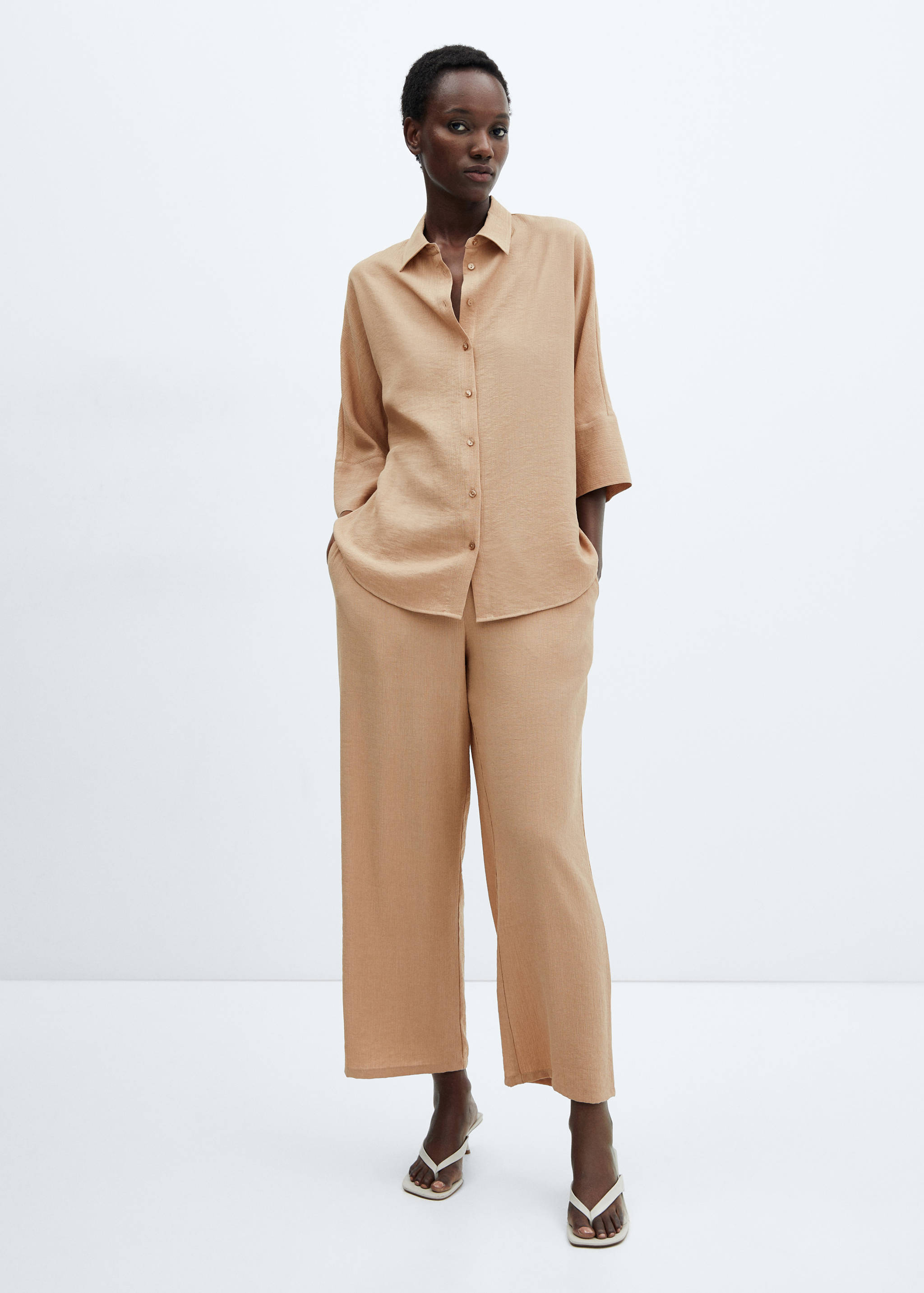 Elastic waist flowy trousers - General plane