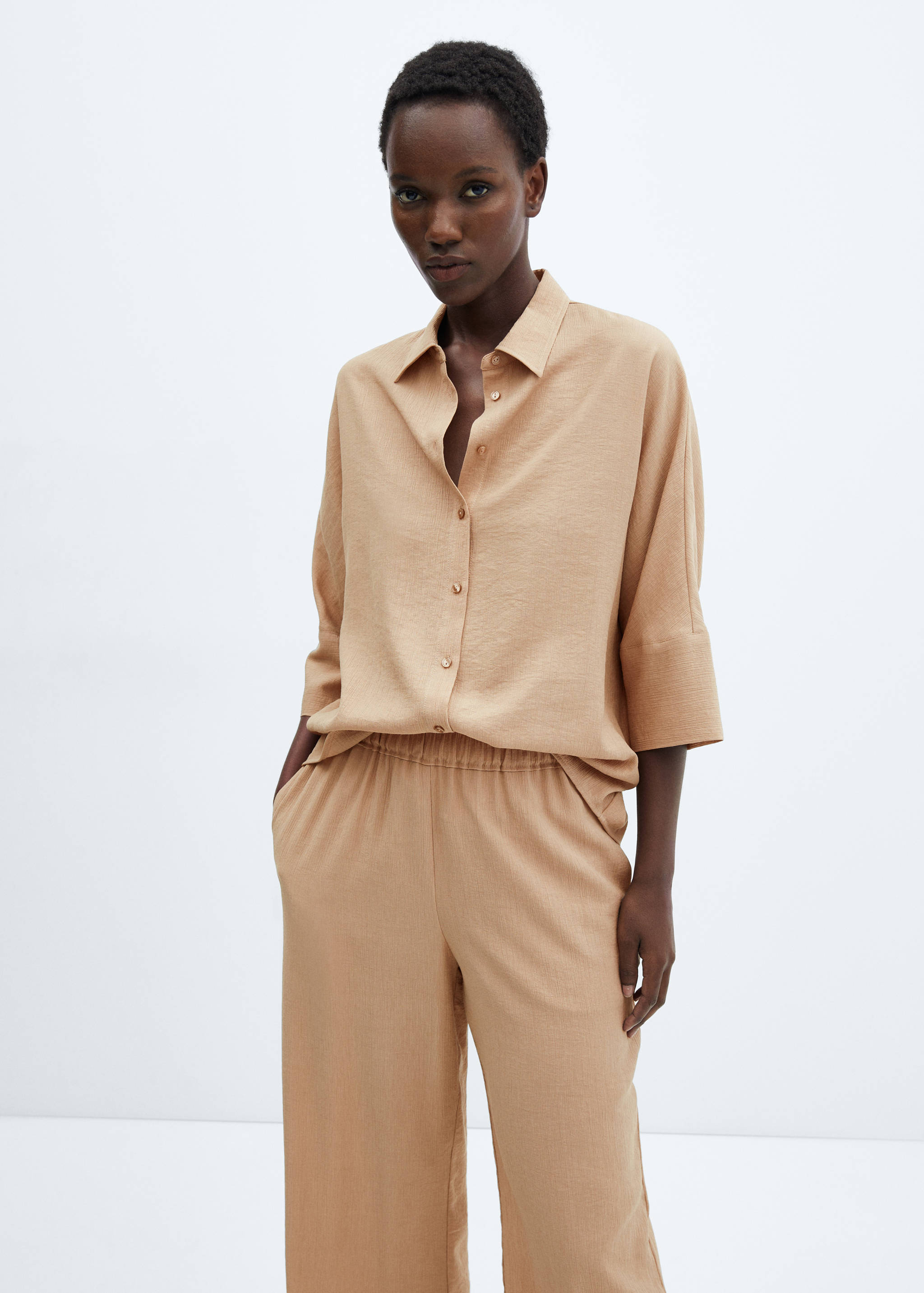 Elastic waist flowy trousers - Details of the article 1