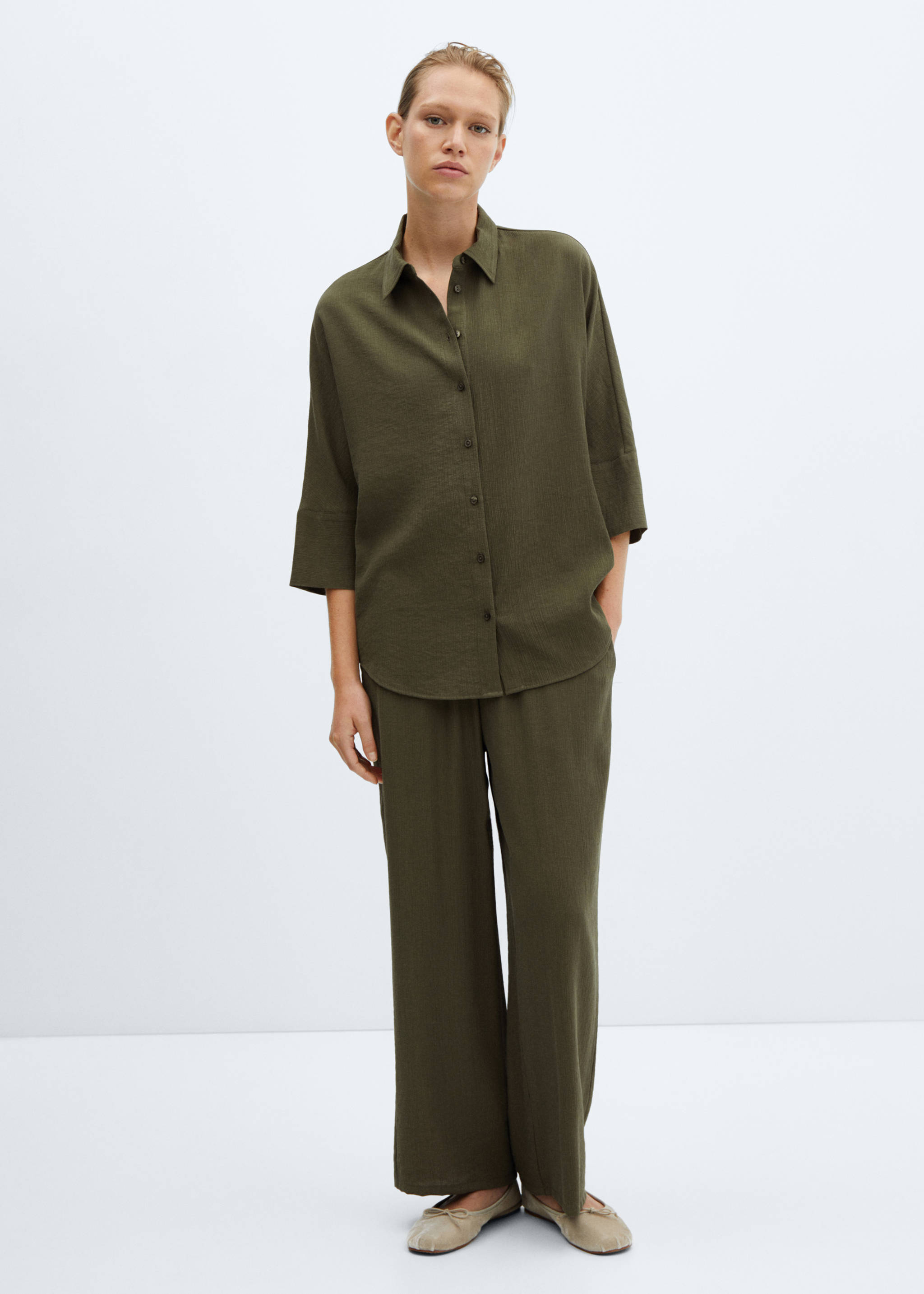 Elastic waist flowy trousers - General plane