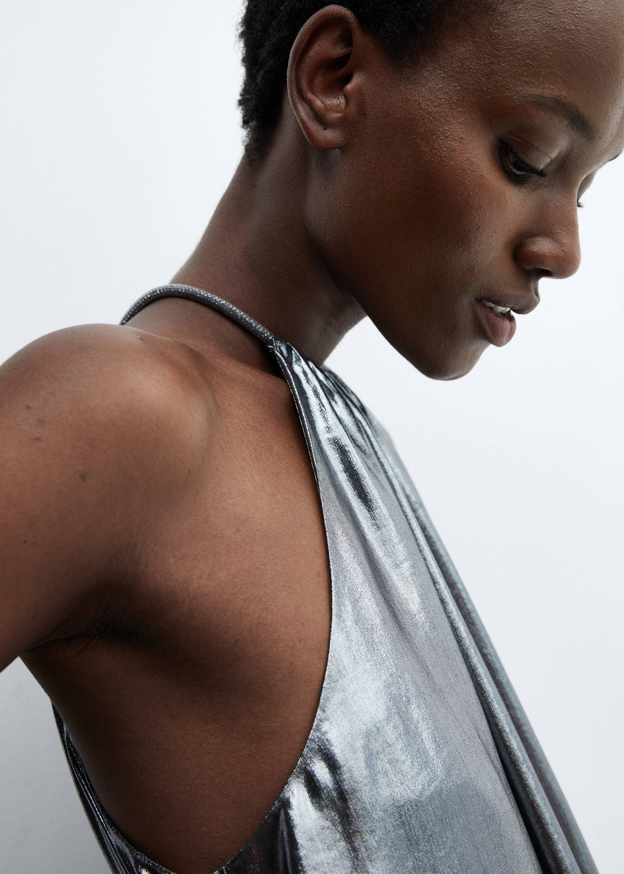 Metallisiertes Top mit starrem Kragen - Detail des Artikels 1