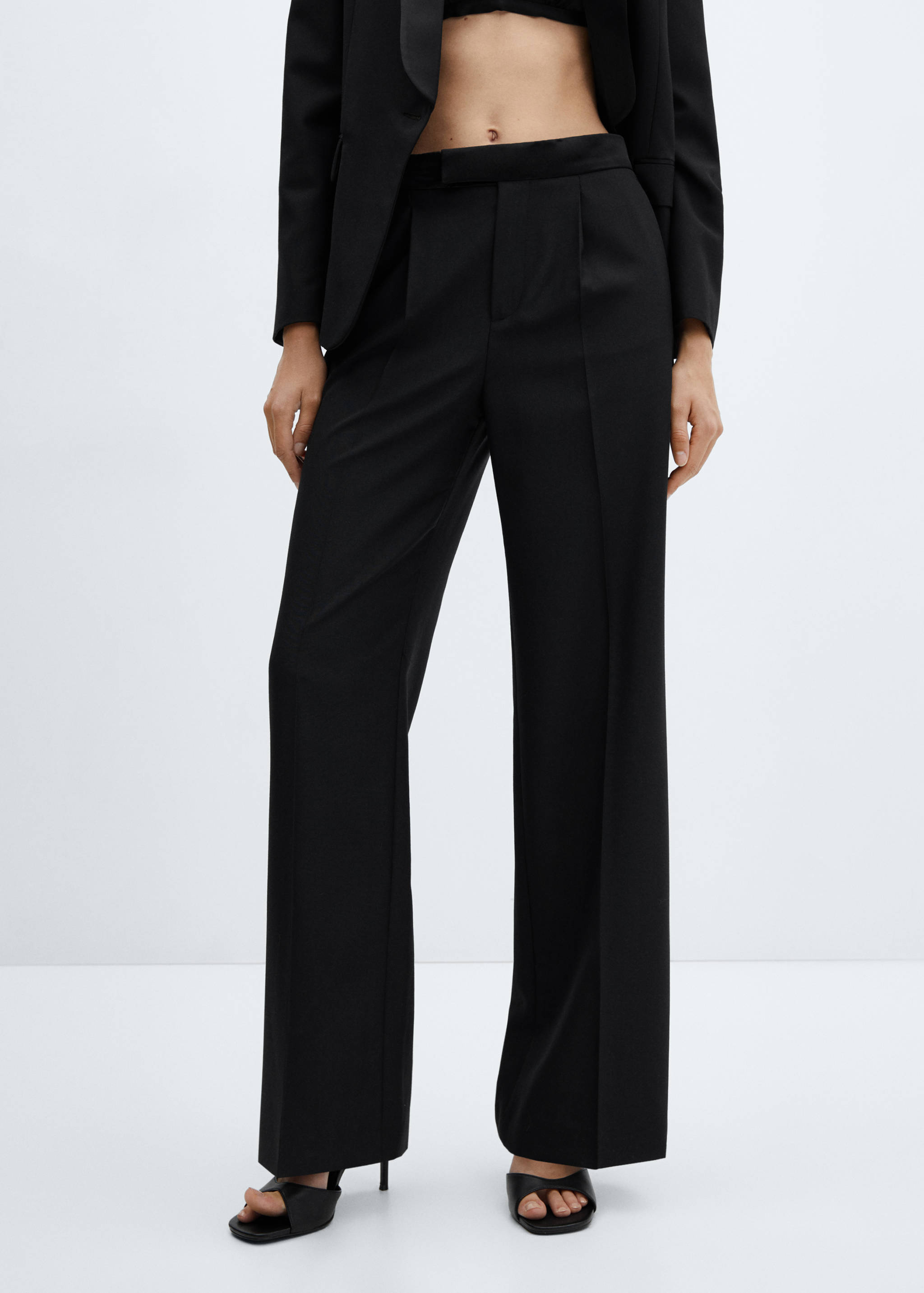 Satin-waist wool pants - Medium plane
