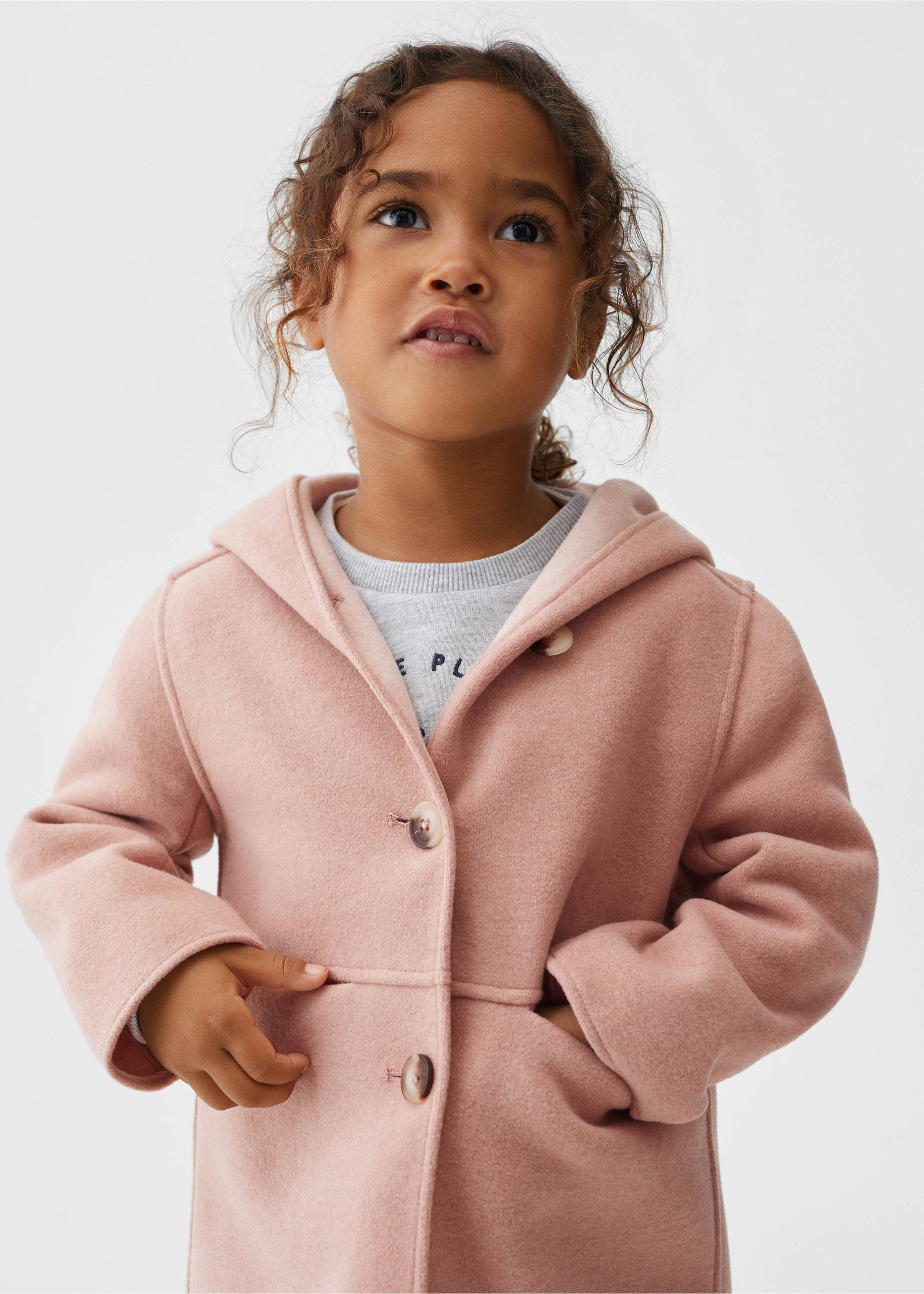 Manteau capuche boutons - Détail de l'article 1, Rose. Ref: 57099097-00.