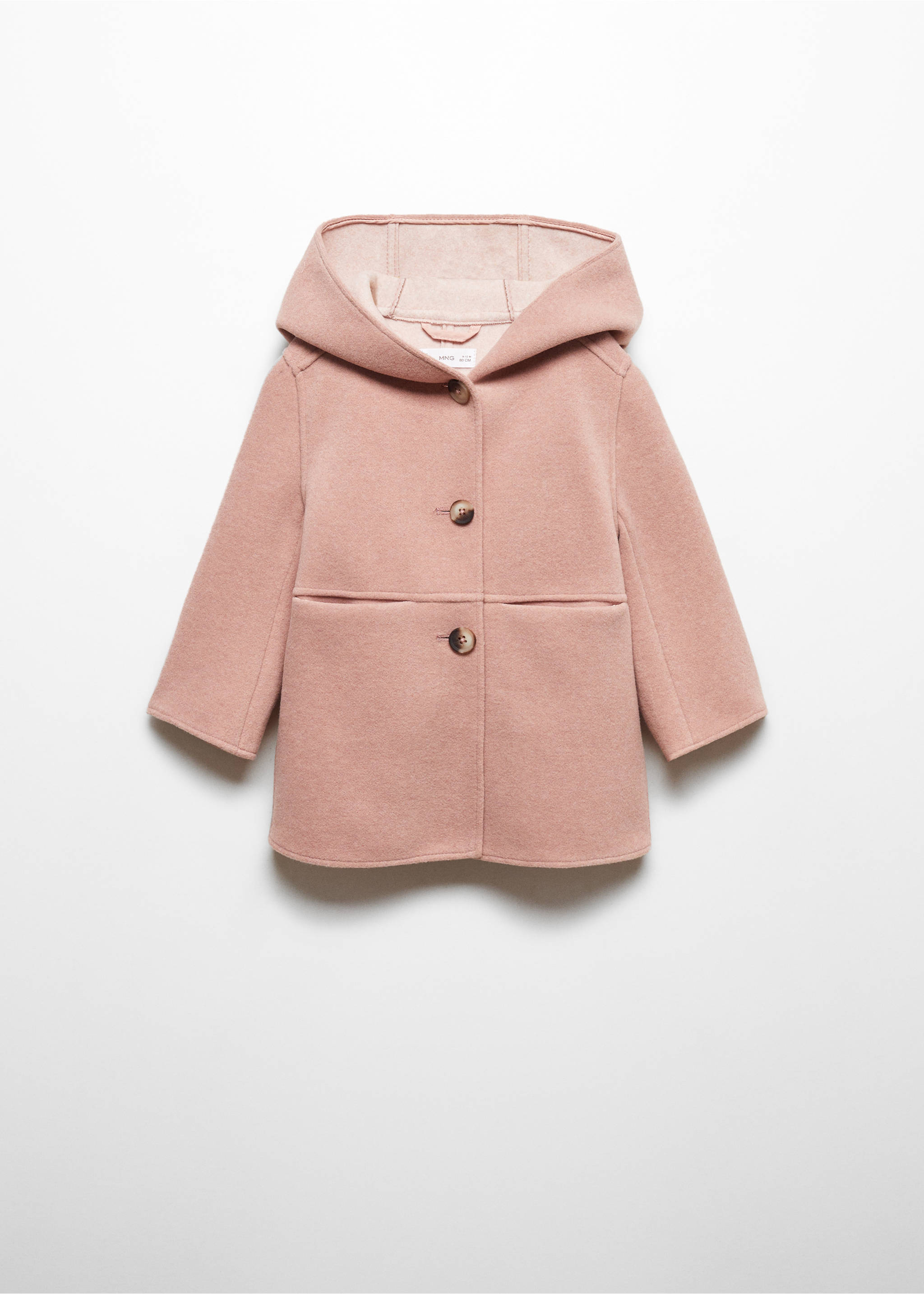 Manteau capuche boutons - Article sans modèle, Rose. Ref: 57099097-00.