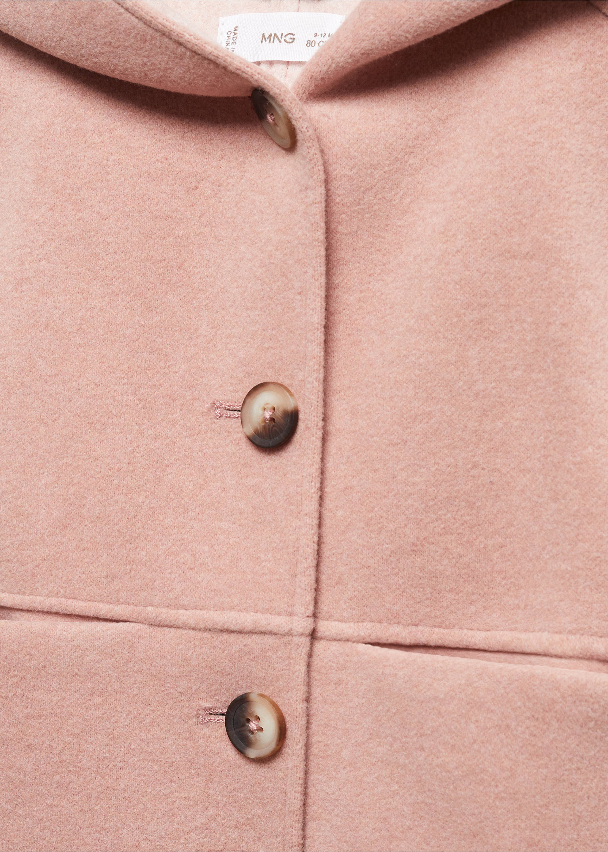 Manteau capuche boutons - Détail de l'article 8, Rose. Ref: 57099097-00.