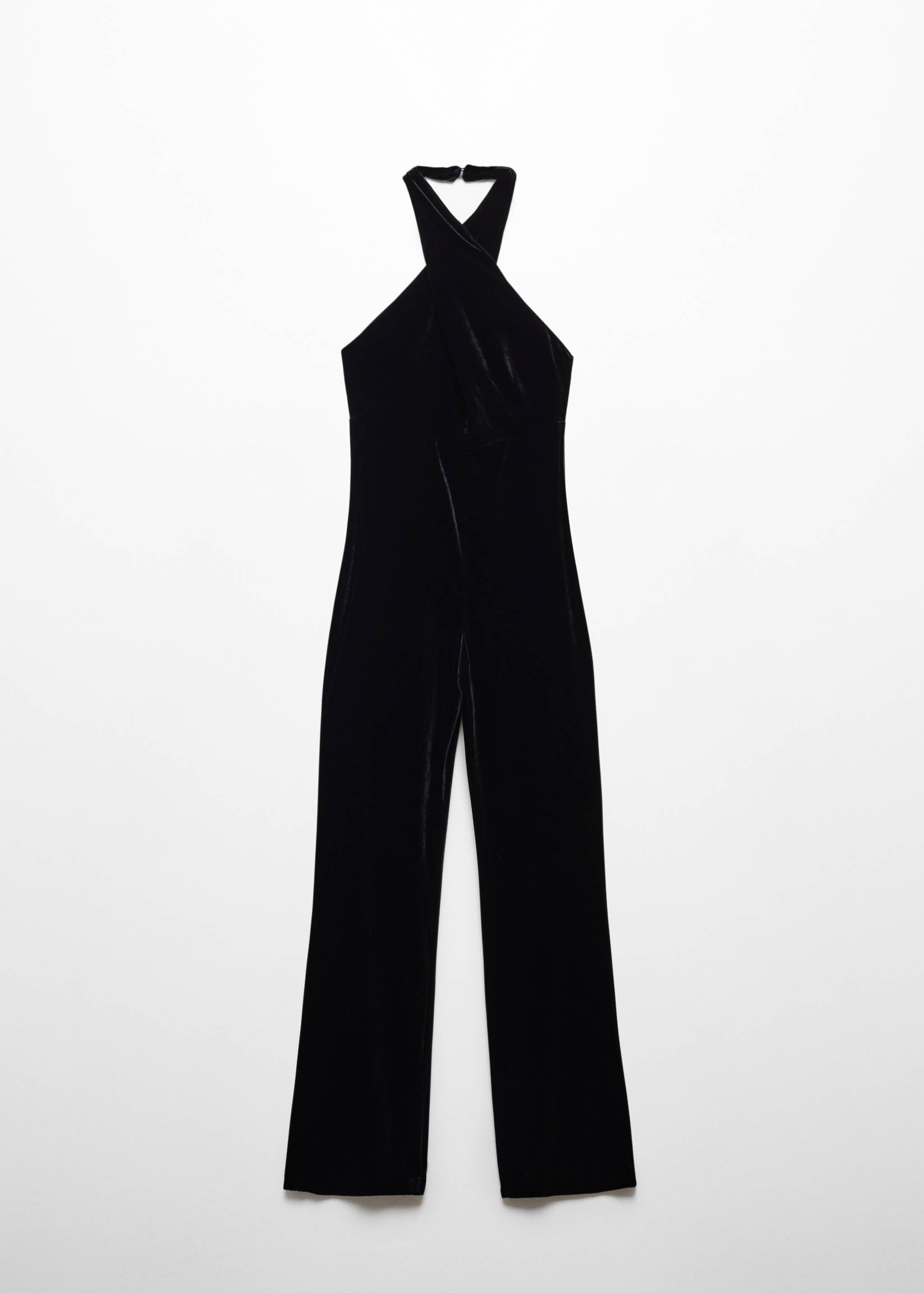 Halter-neck velvet jumpsuit - Article without model