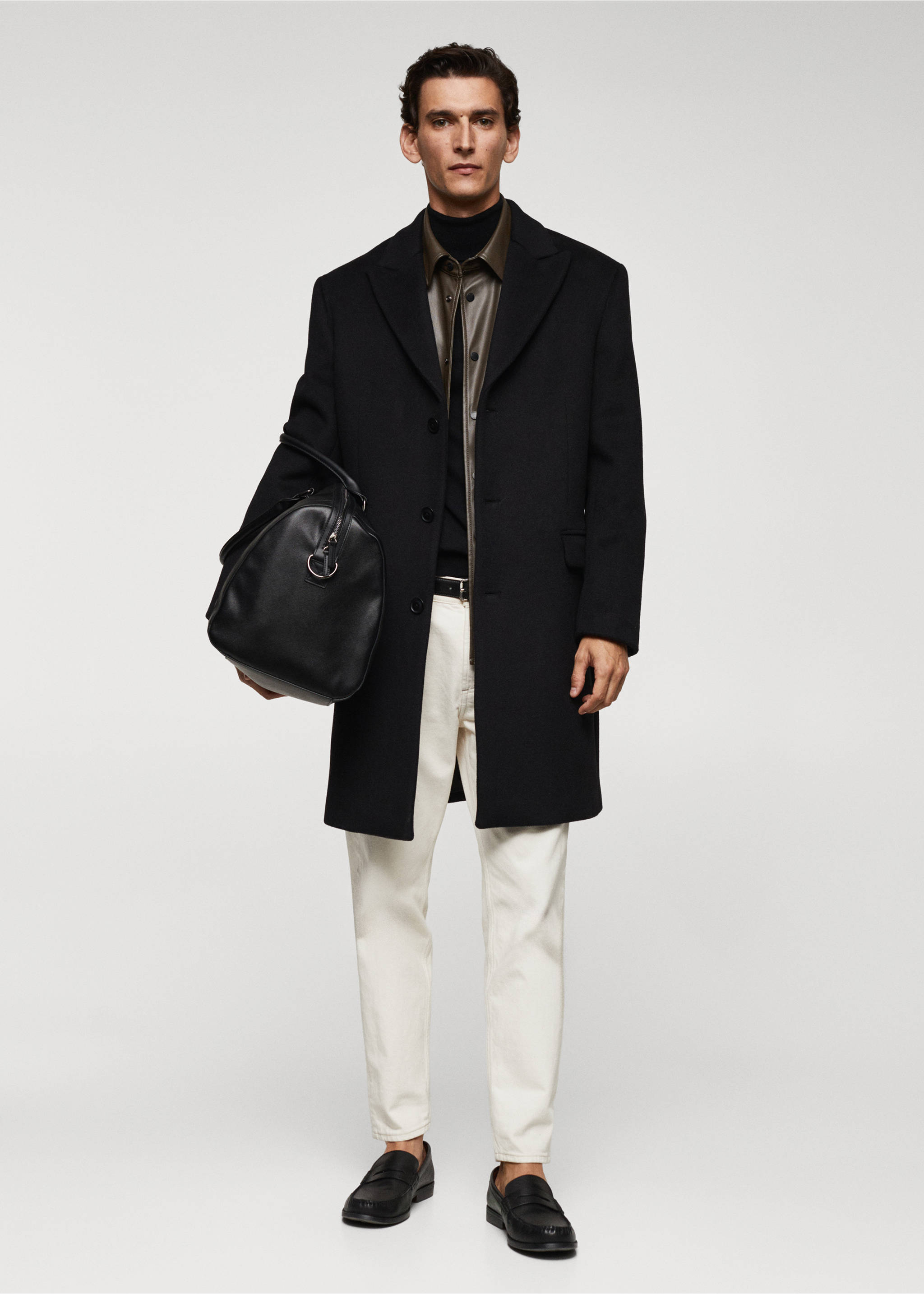 Regular fit wool coat - General plane, Black. Ref: 57099403-00.