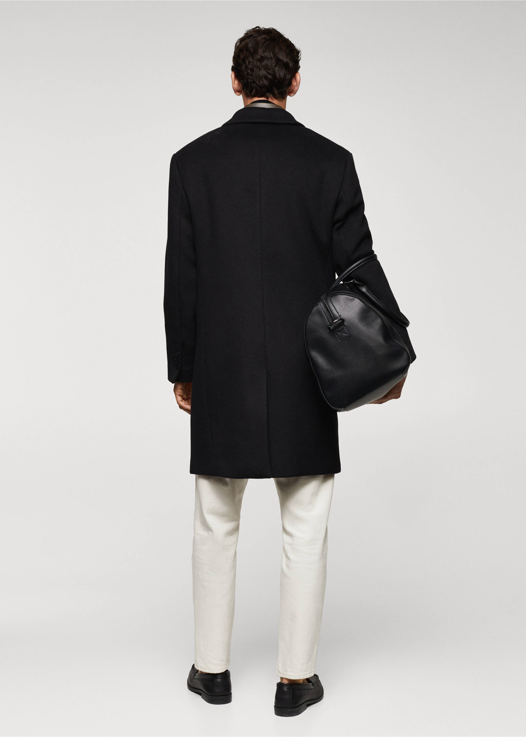 Regular fit wool coat - Reverse of the article, Black. Ref: 57099403-00.