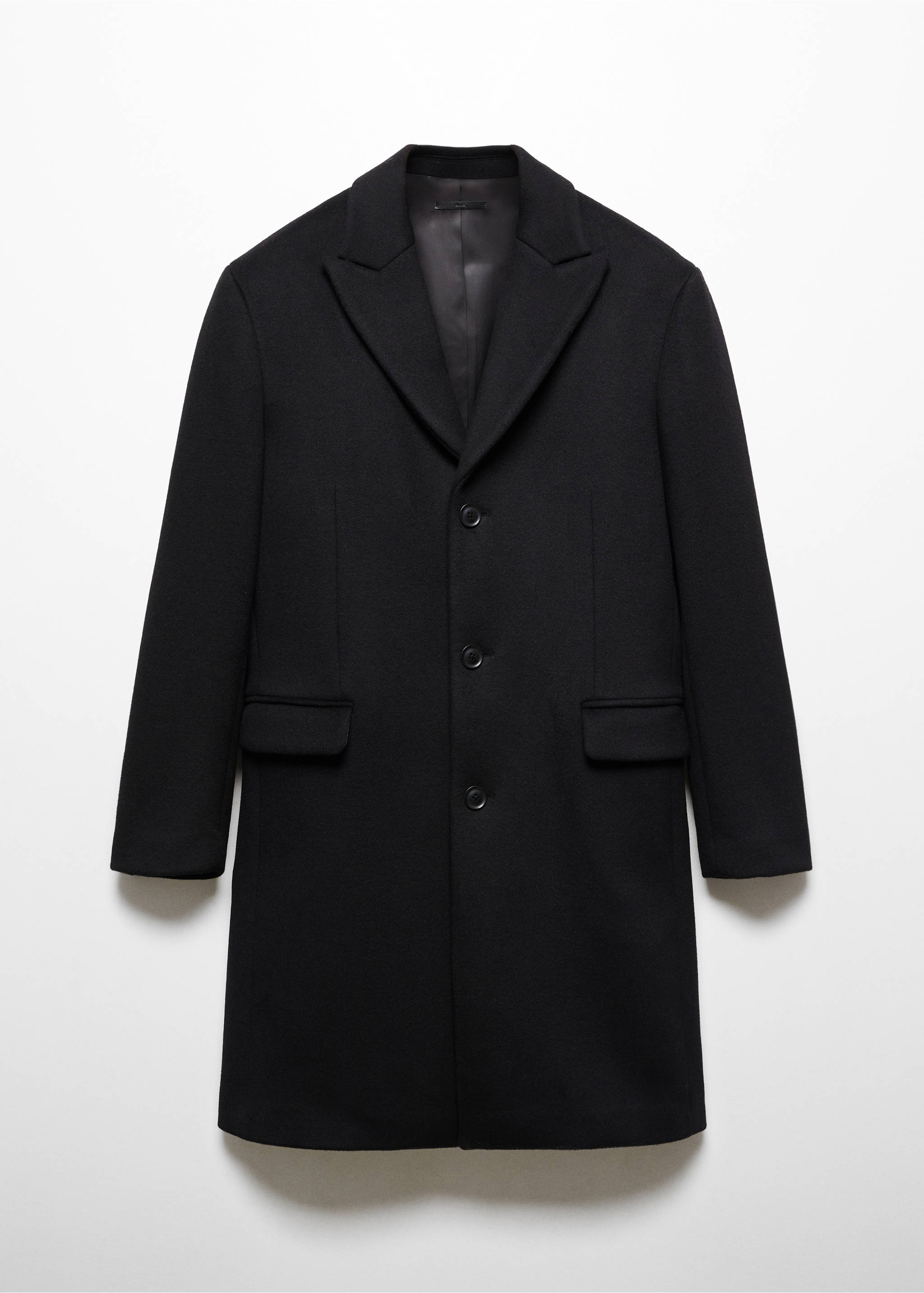 Regular fit wool coat - Article without model, Black. Ref: 57099403-00.