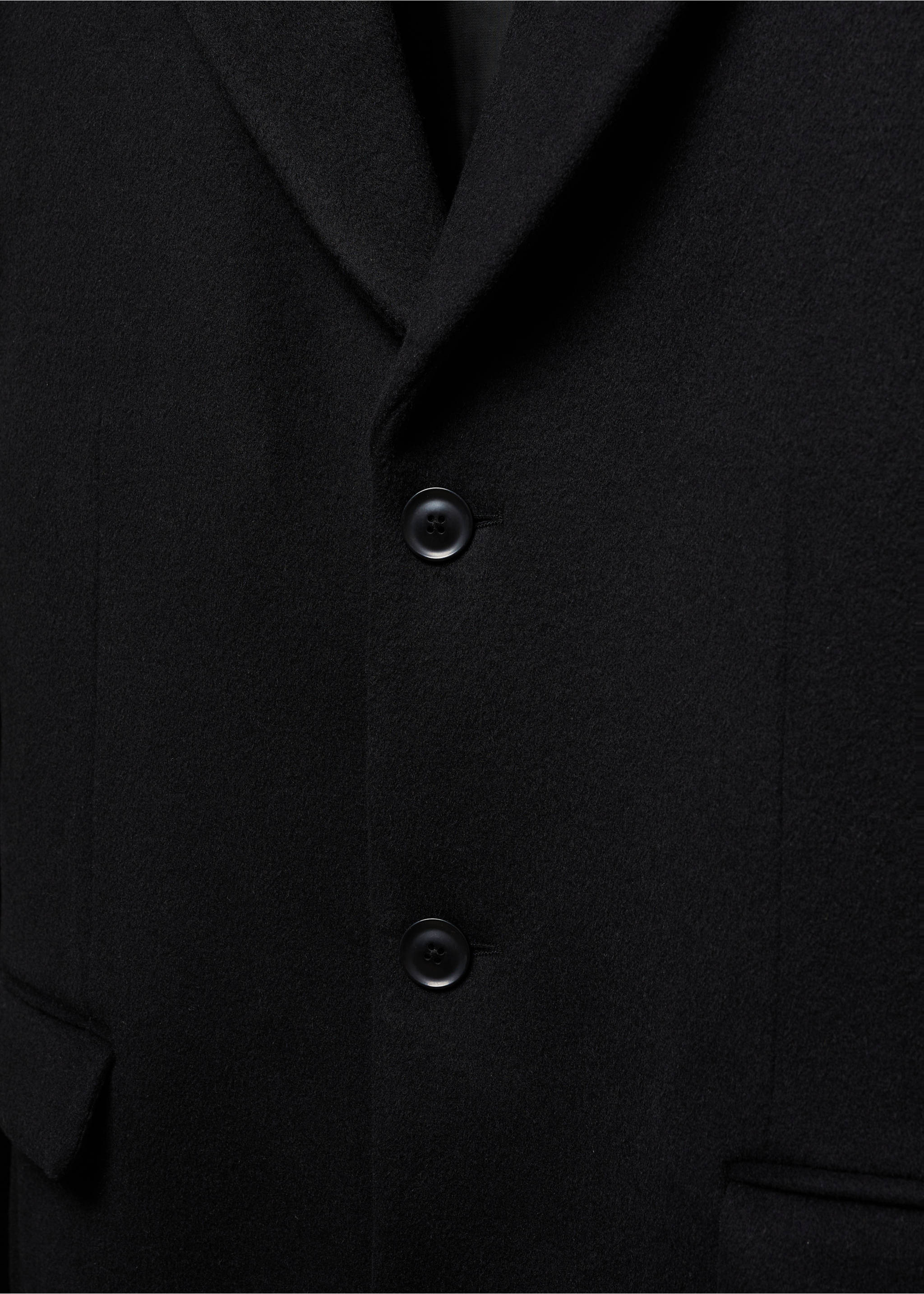 Regular fit wool coat - Details of the article 8, Black. Ref: 57099403-00.