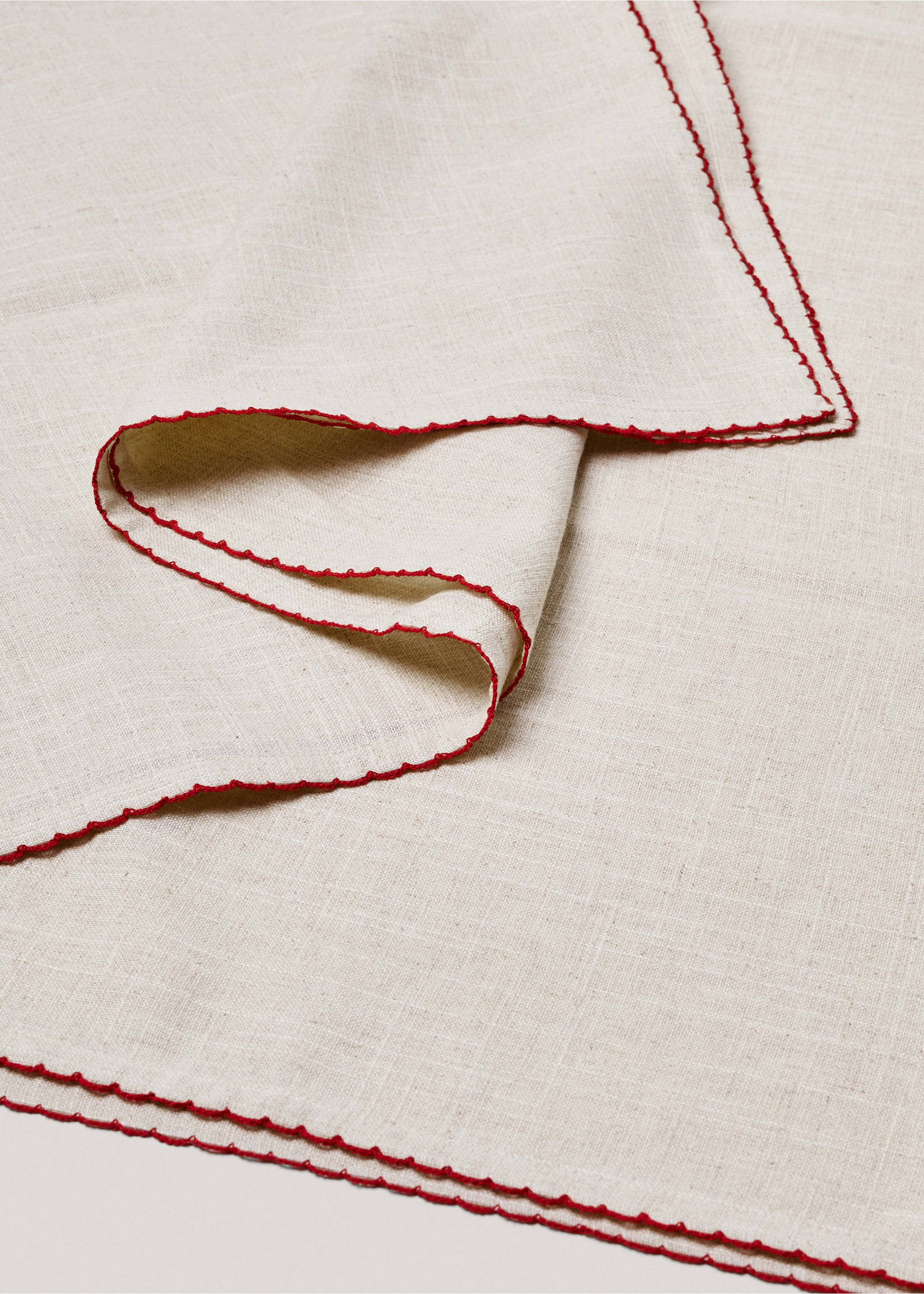 Tischdecke mit bestickter Borte 150 x 150 cm - Detail des Artikels 1, Ecru. Ref: 57129092-00.