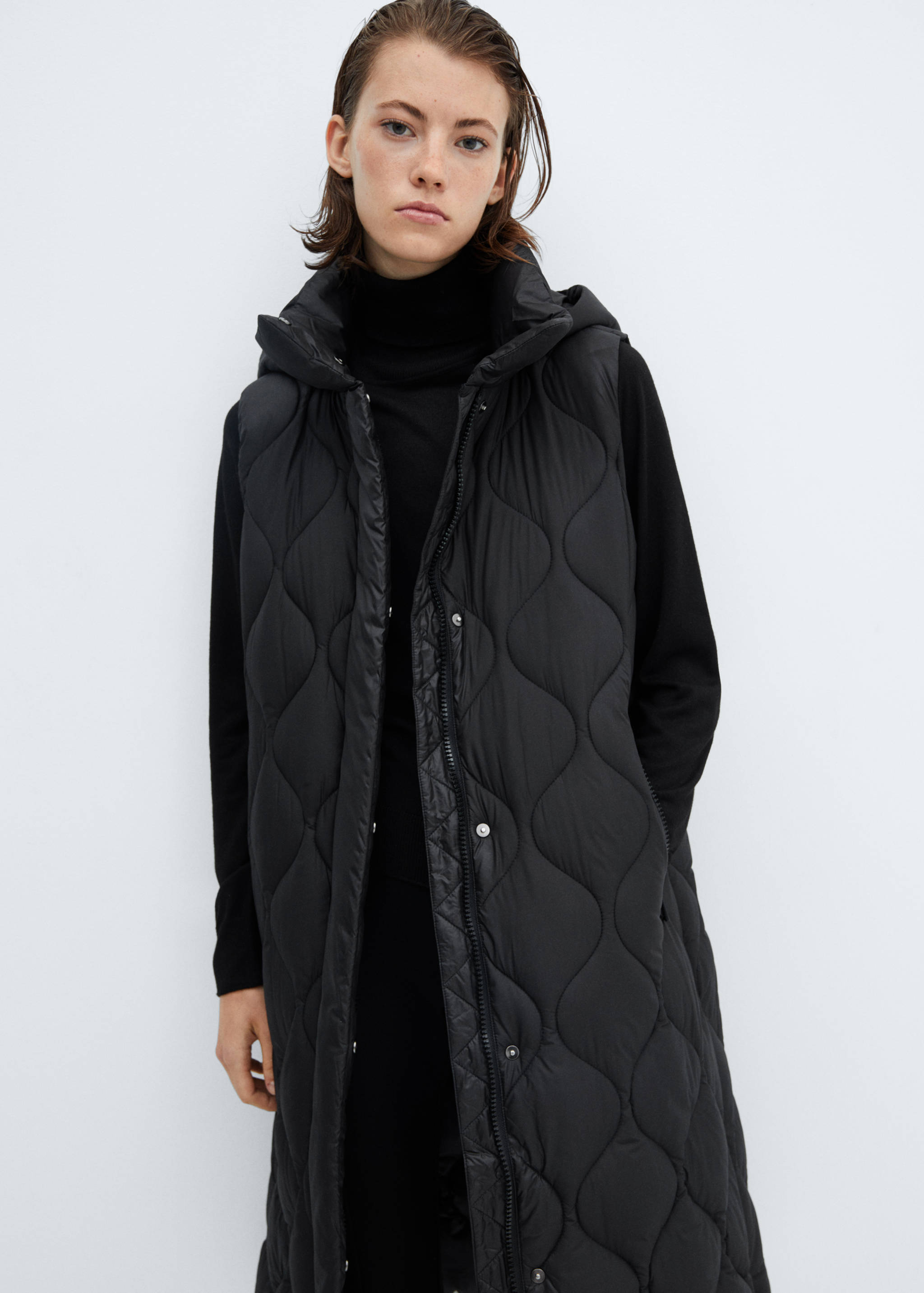 Long quilted gilet - Women | MANGO OUTLET USA
