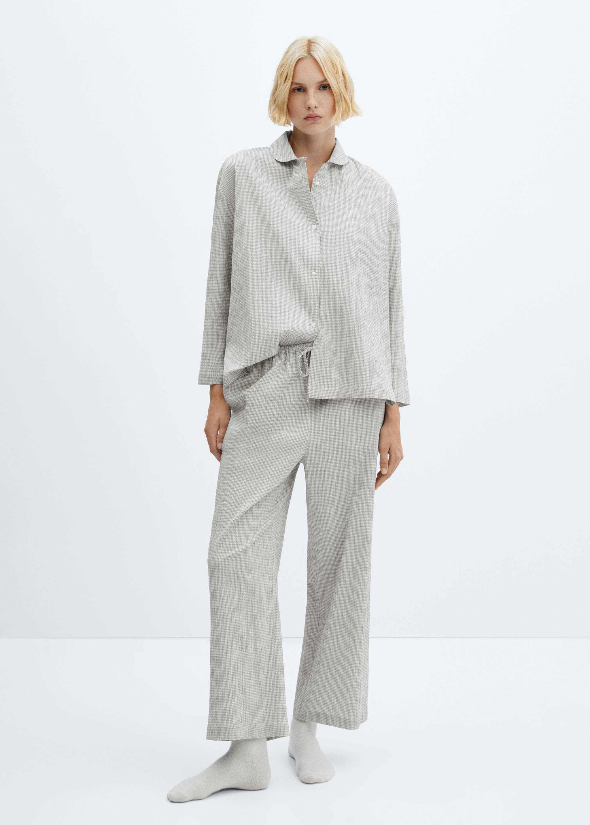 Ginghamrutig bomullspyjamas - Allmän bild