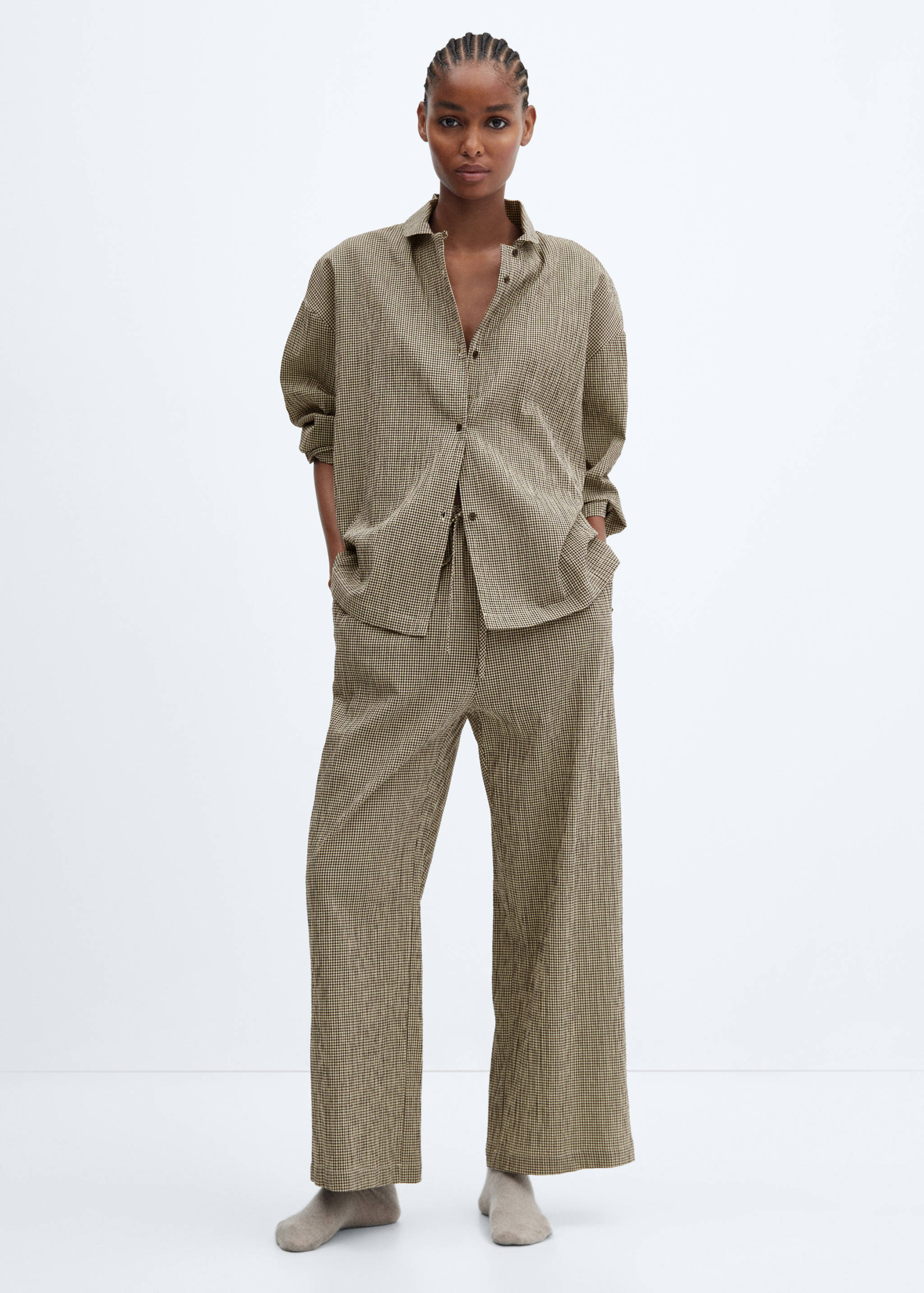 Ginghamrutig bomullspyjamas - Allmän bild