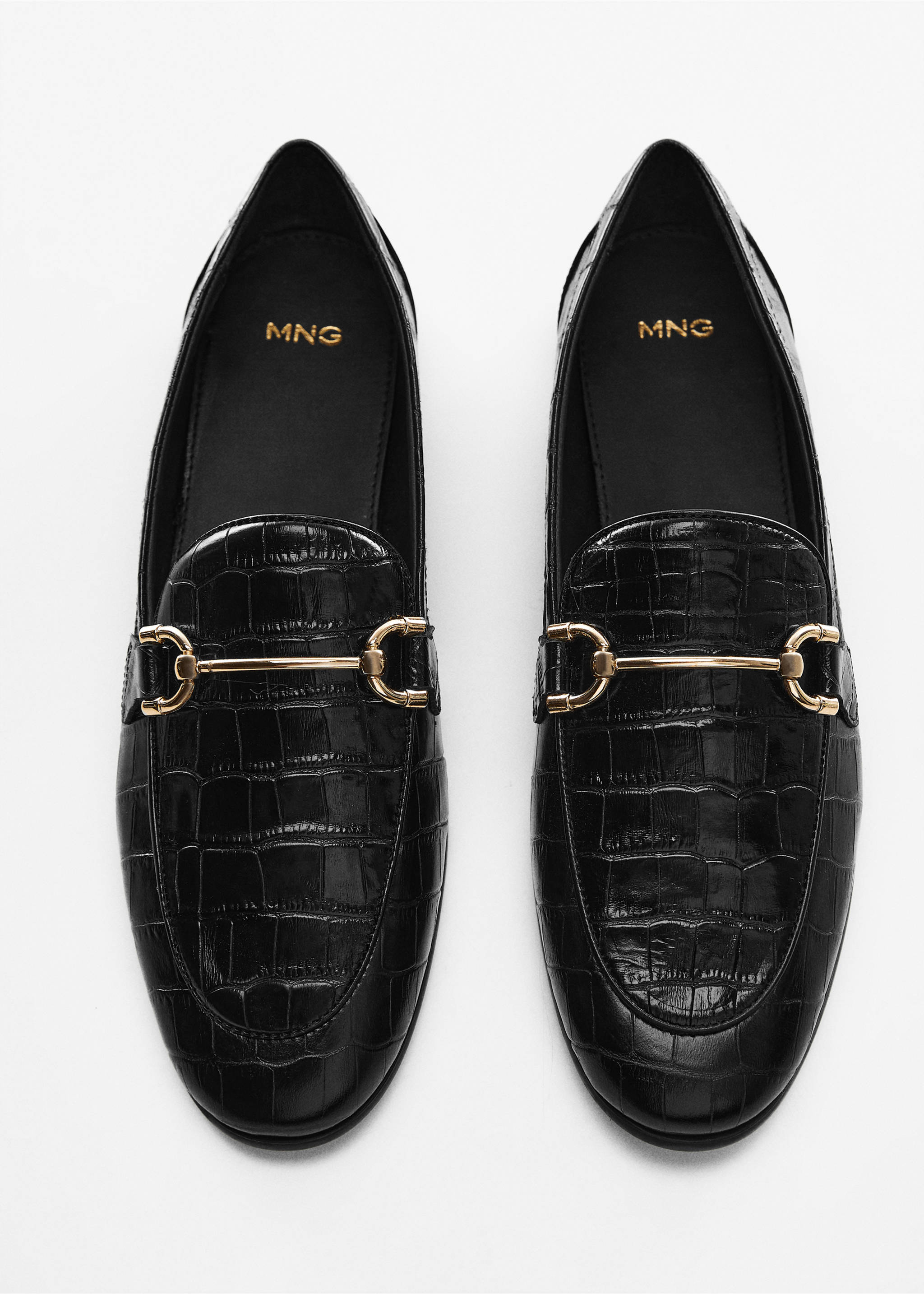 Leather loafers with metallic detail - Details of the article 5, Black. Ref: 67000265-00.