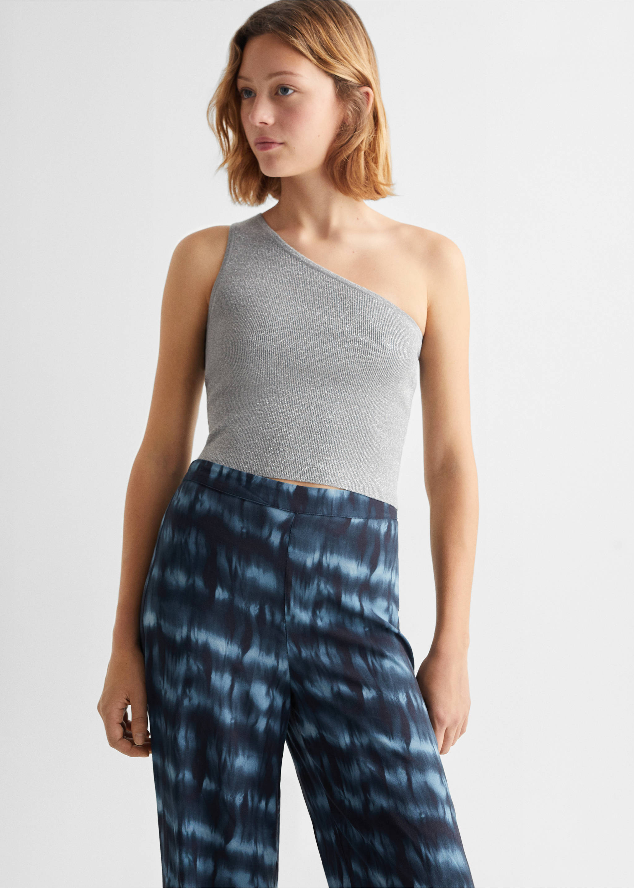 Fließende, bedruckte Hose - Mittlere Ansicht, Blau. Ref: 67000266-00.