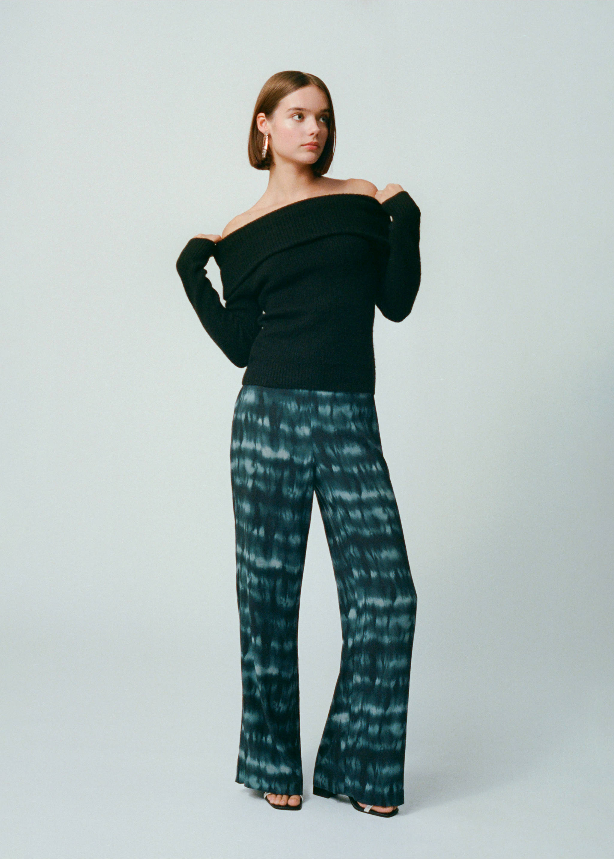 Fließende, bedruckte Hose - Detail des Artikels 5, Blau. Ref: 67000266-00.