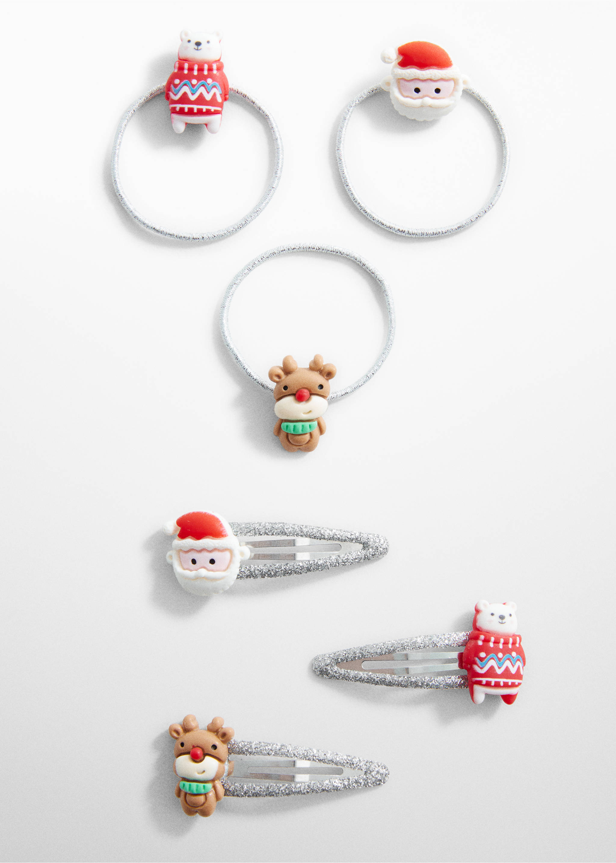 Pack of Christmas rubber bands and clips - Article without model, Silver. Ref: 67000304-00.