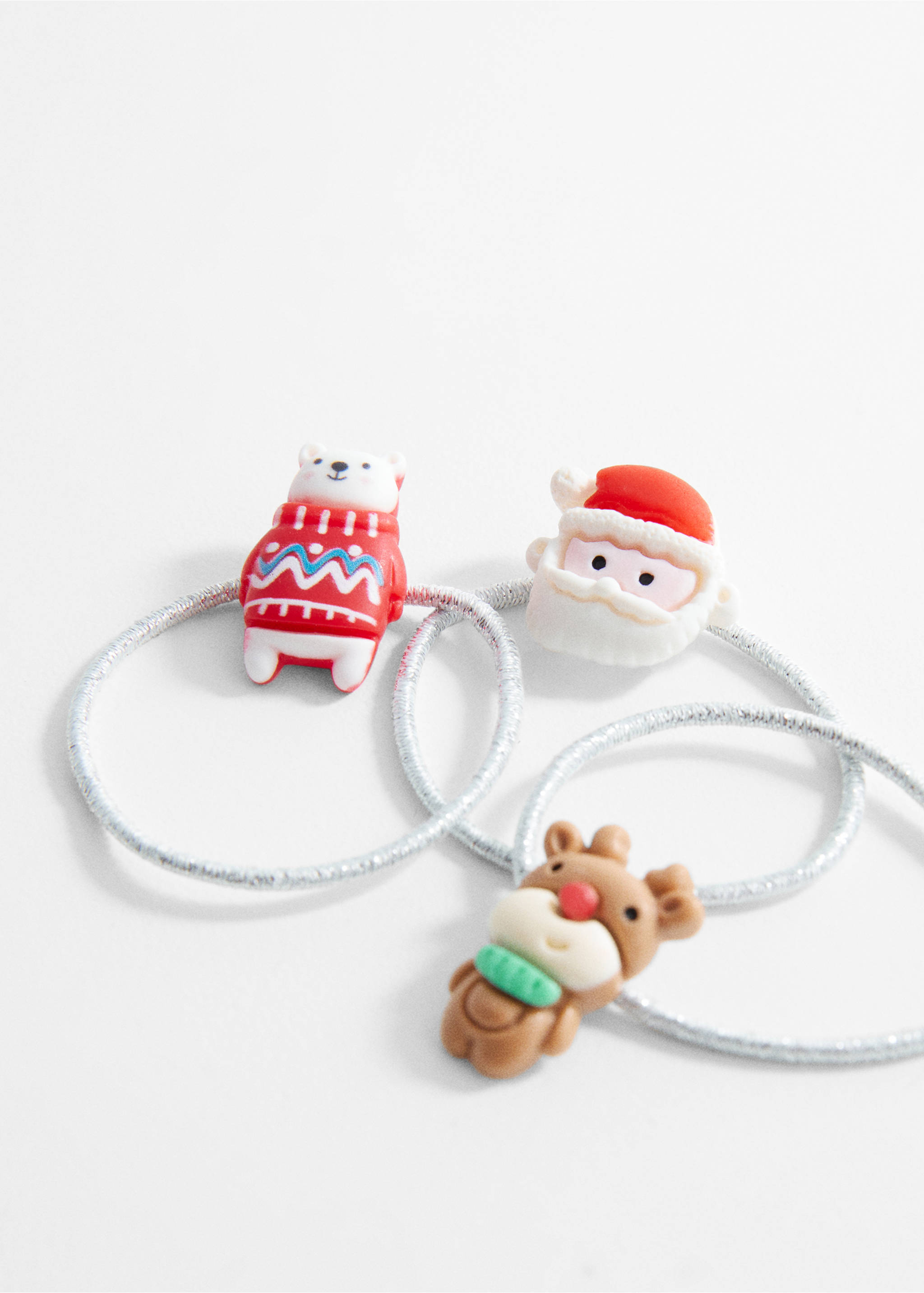 Pack of Christmas rubber bands and clips - Details of the article 1, Silver. Ref: 67000304-00.