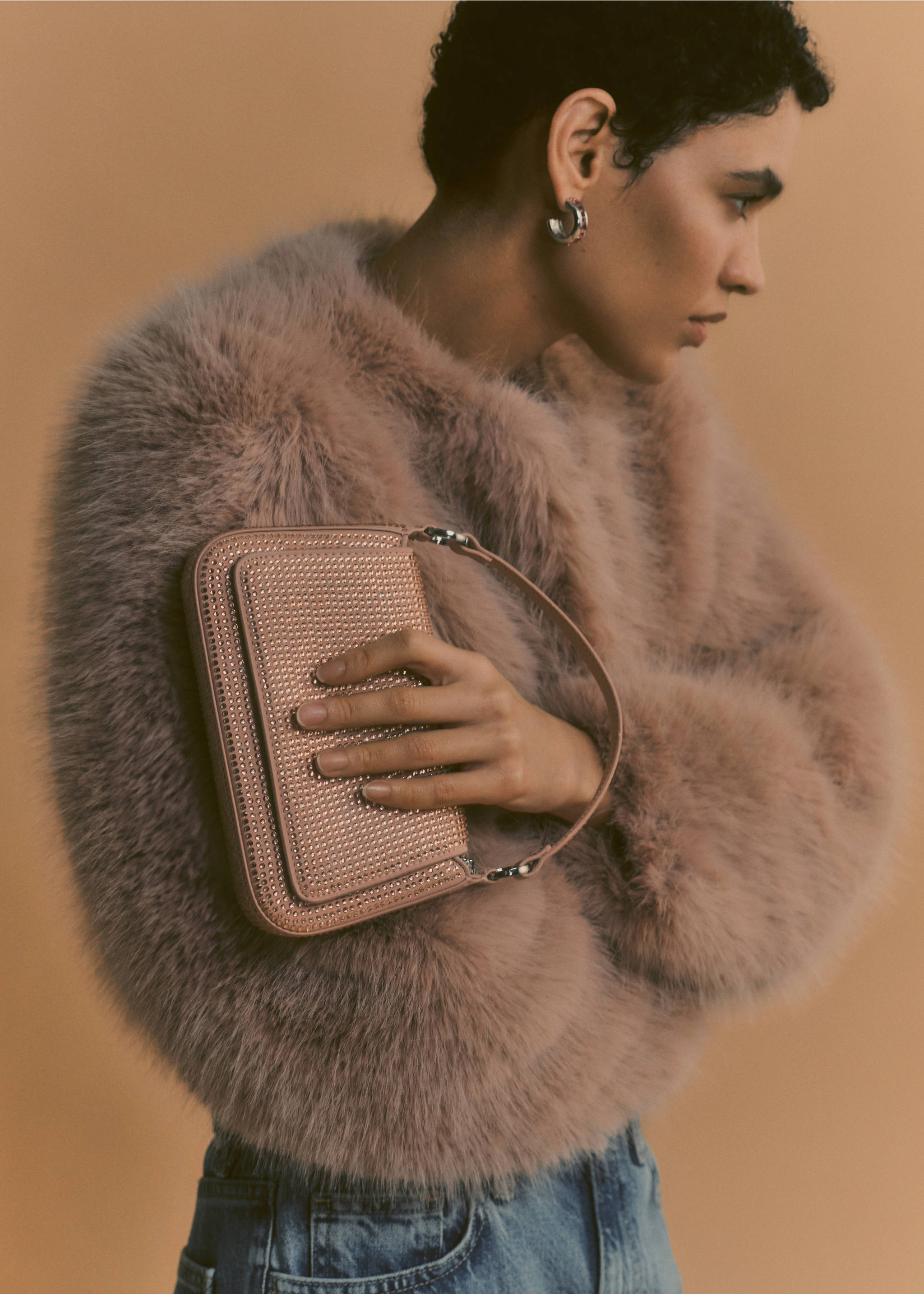 Mini rhinestone chain bag - General plane, Light Pink. Ref: 67000353-00.