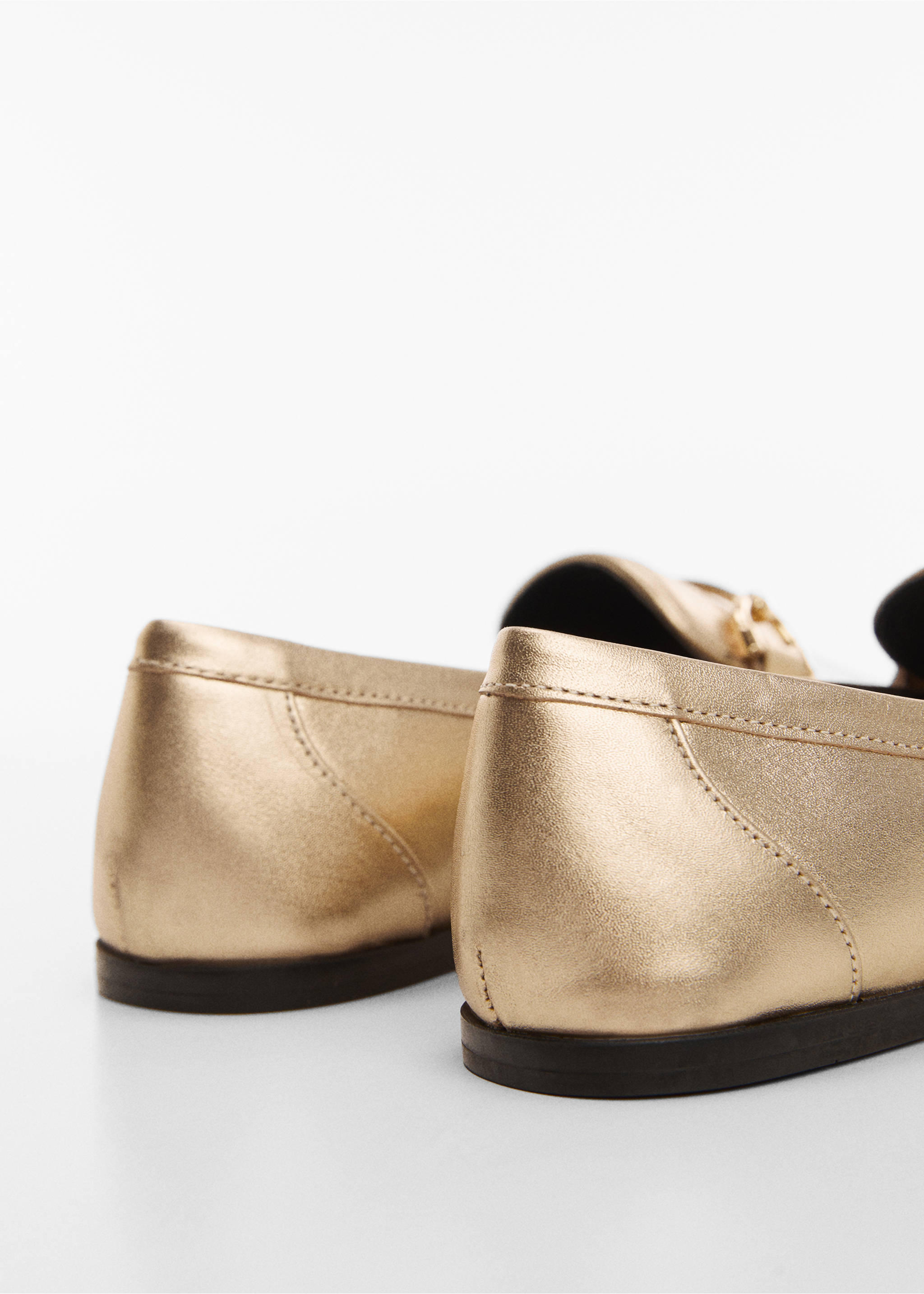 Leather loafers with metallic detail - Details of the article 1, Gold. Ref: 67000354-00.
